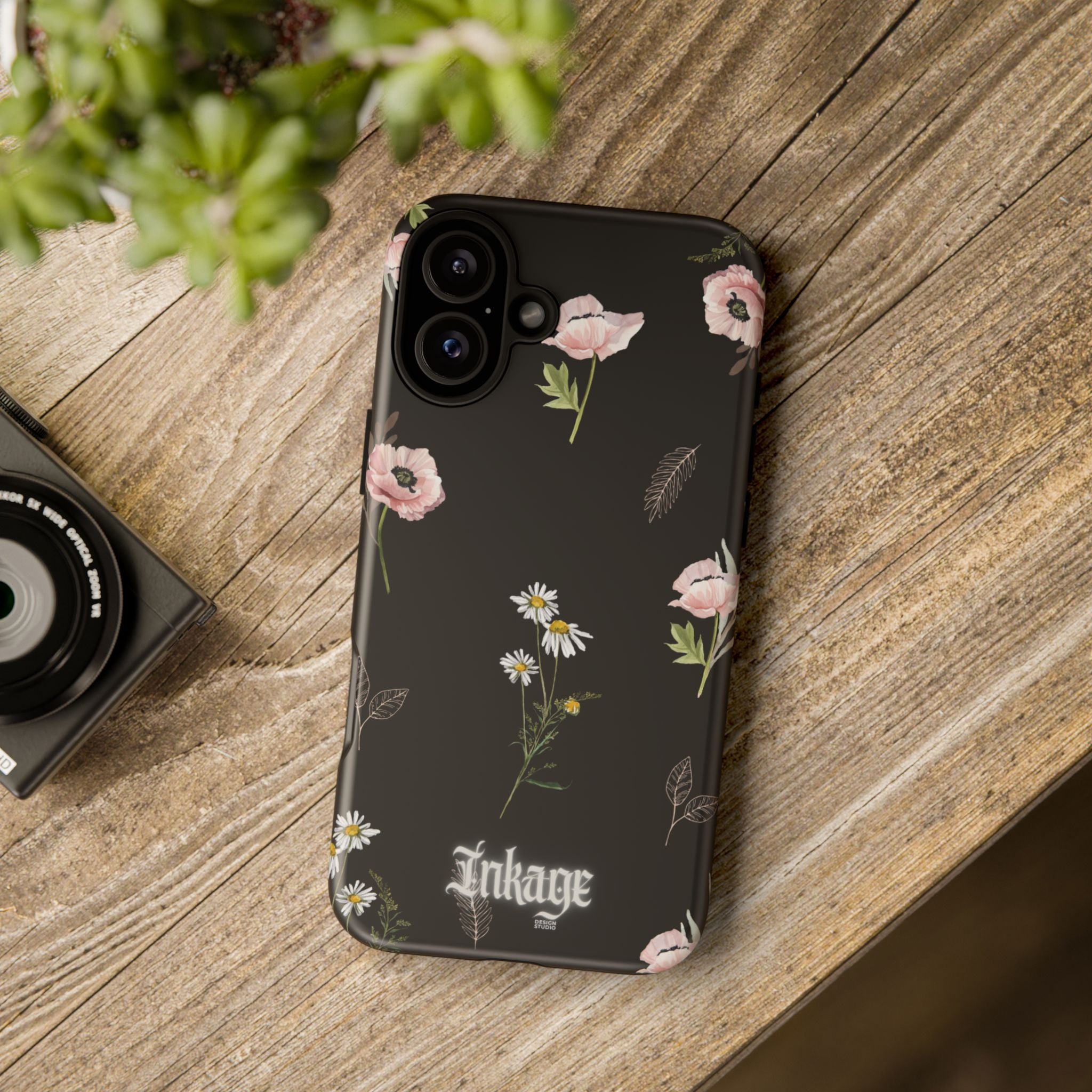 Elegant Black Florals Tough Phone Cases (Minimal)