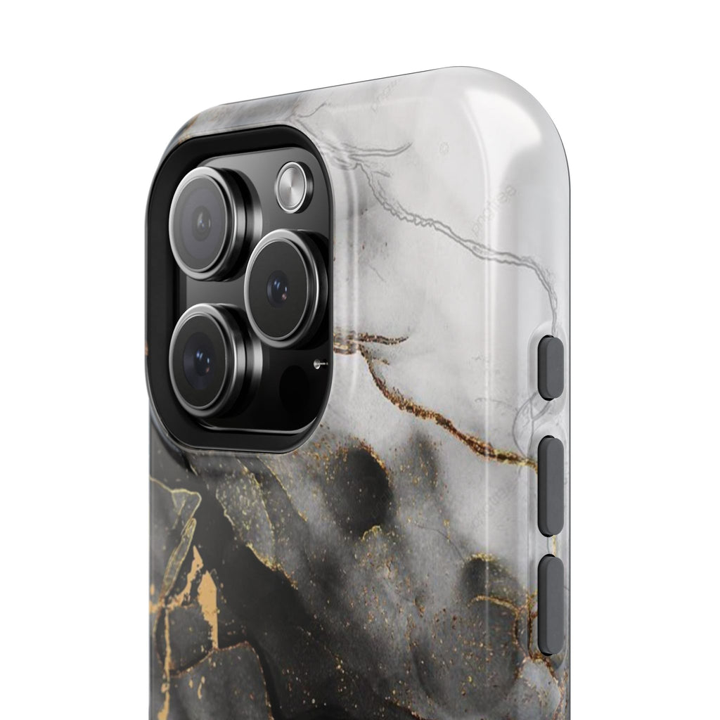 White Noir Marble Gold Foil Magnetic Phone Cases (Minimal)