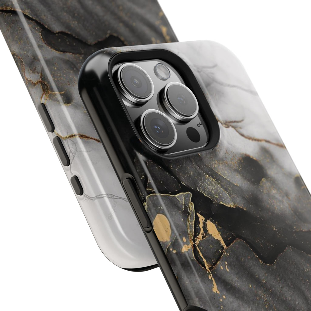 White Noir Marble Gold Foil Magnetic Phone Cases (Minimal)
