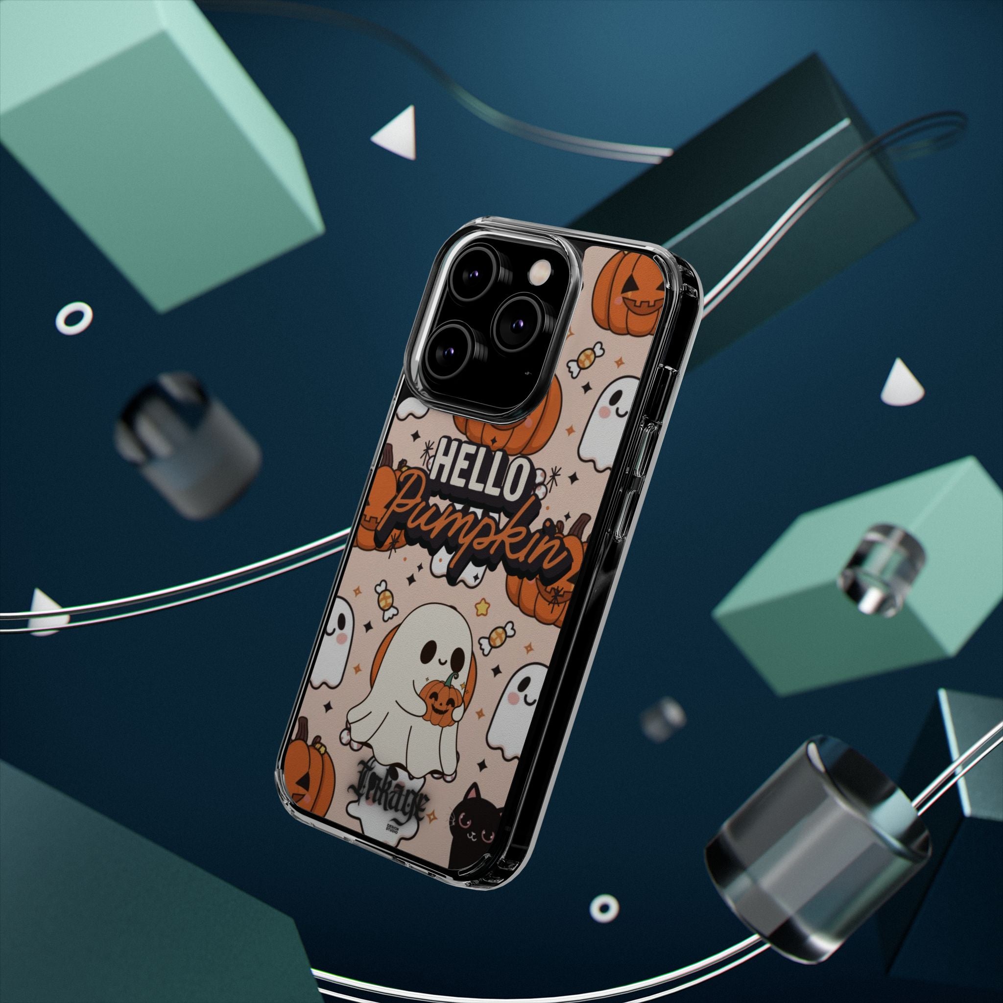 Cute Pumpkin Ghost Clear Impact Phone Case (Season)