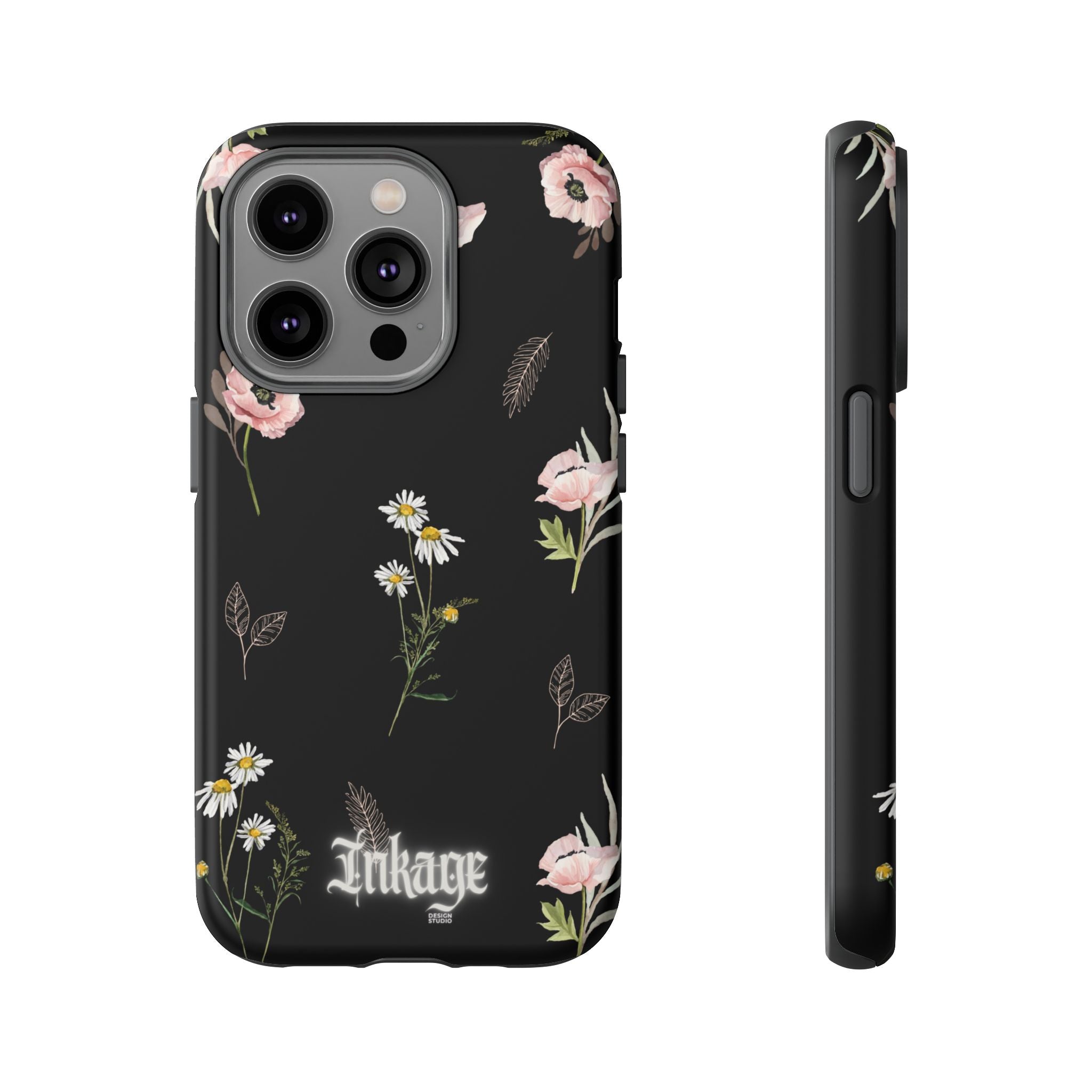 Elegant Black Floral Tough Phone Cases (Minimal)