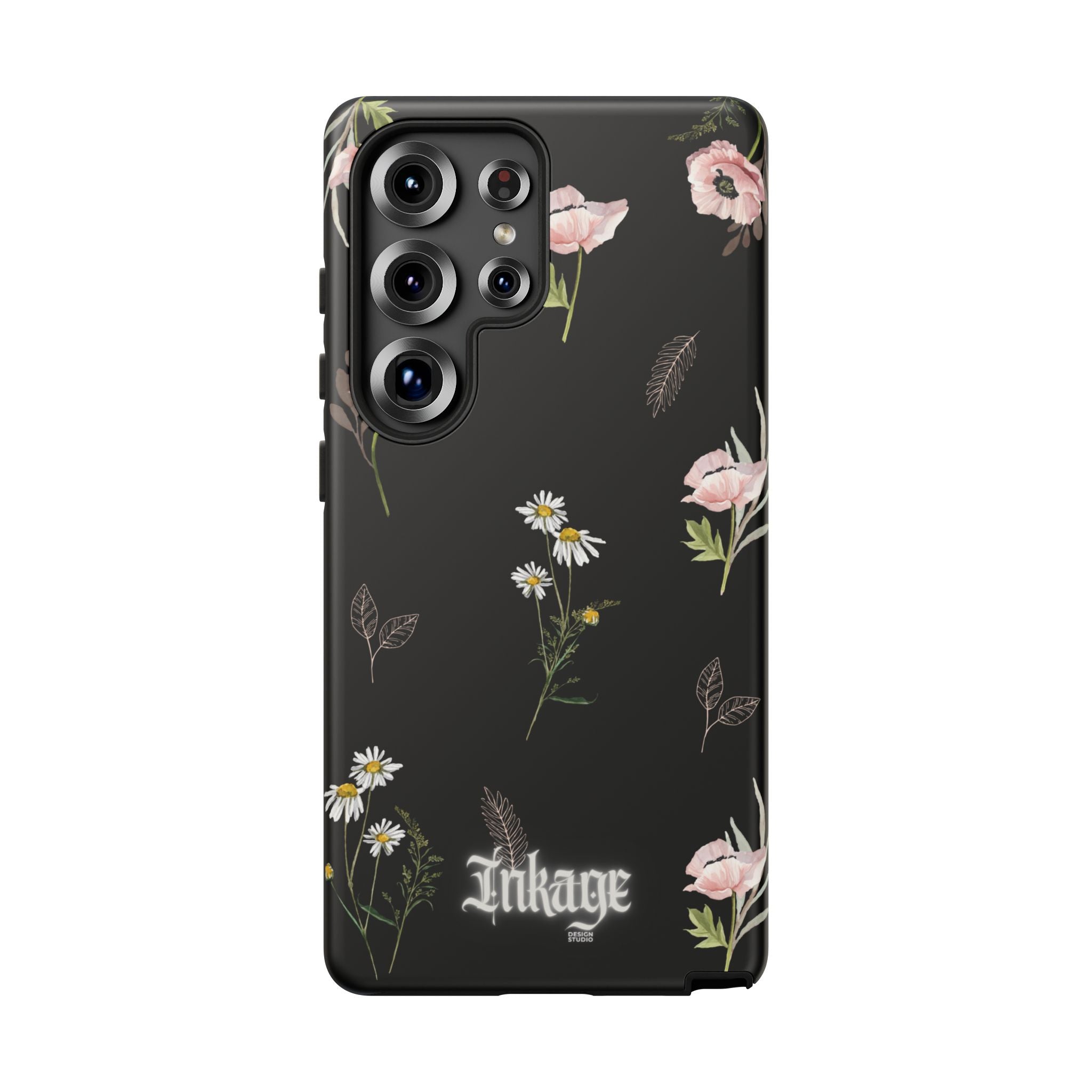 Elegant Black Floral Tough Phone Cases (Minimal)