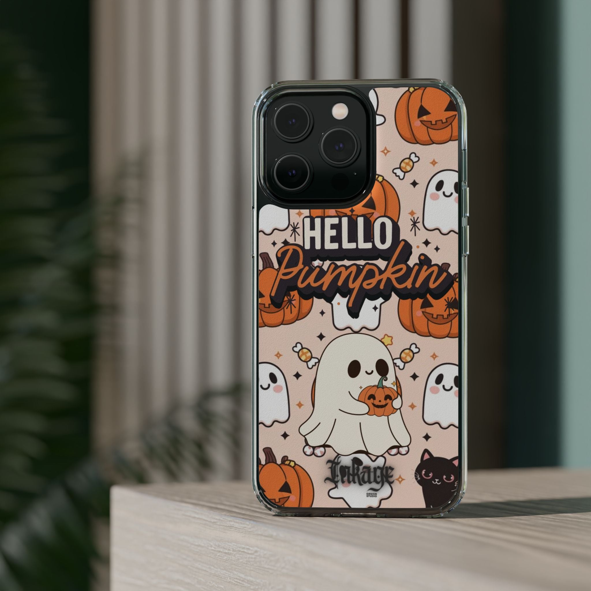 Cute Pumpkin Ghost Clear Impact Phone Case (Season)