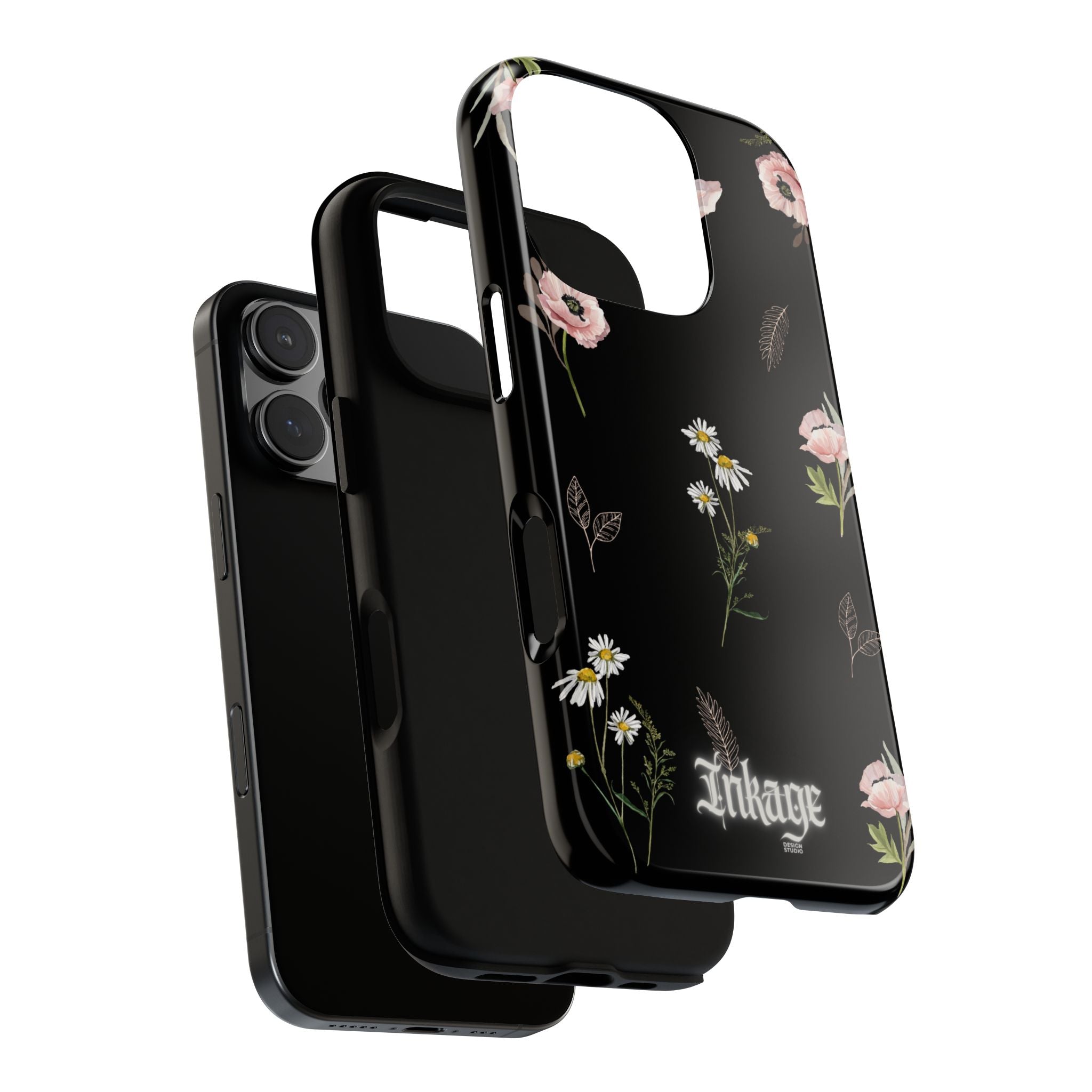 Elegant Black Floral Tough Phone Cases (Minimal)