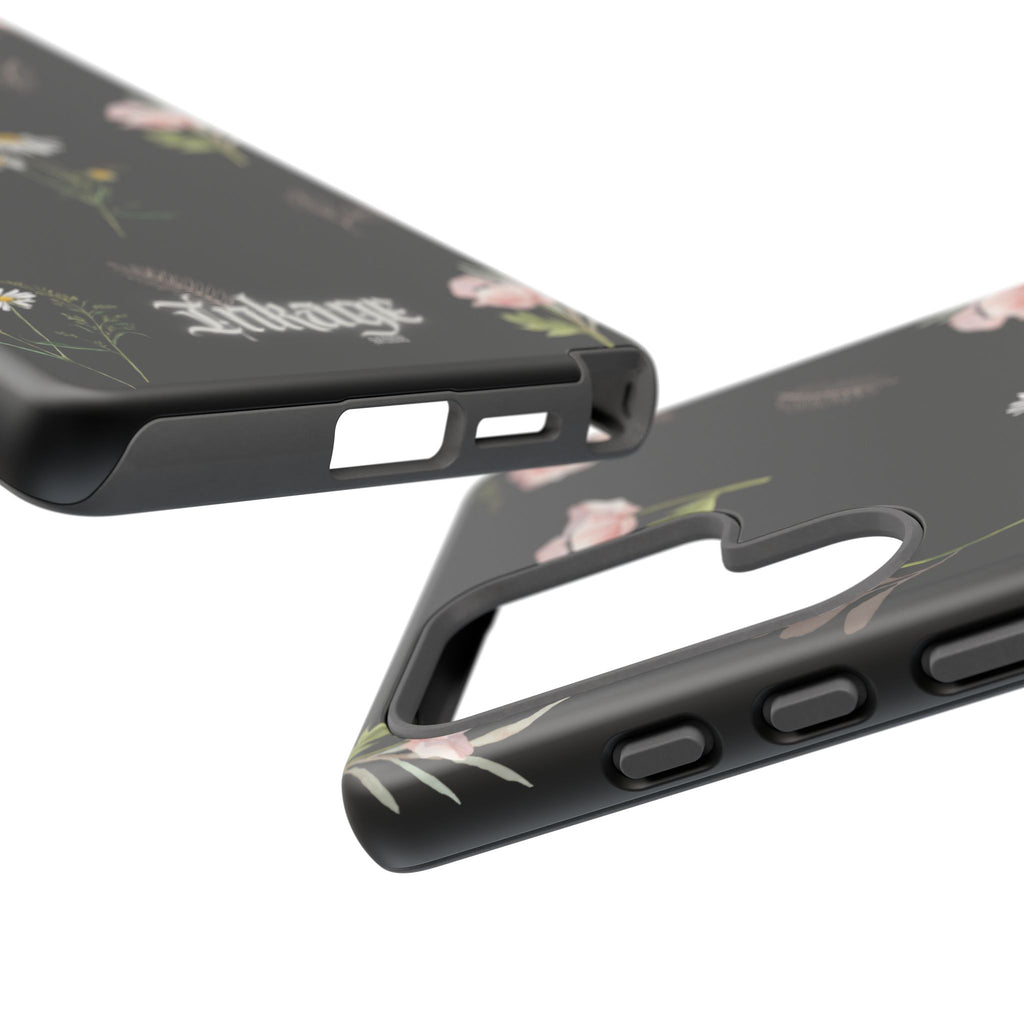 Elegant Black Floral Tough Phone Cases (Minimal)