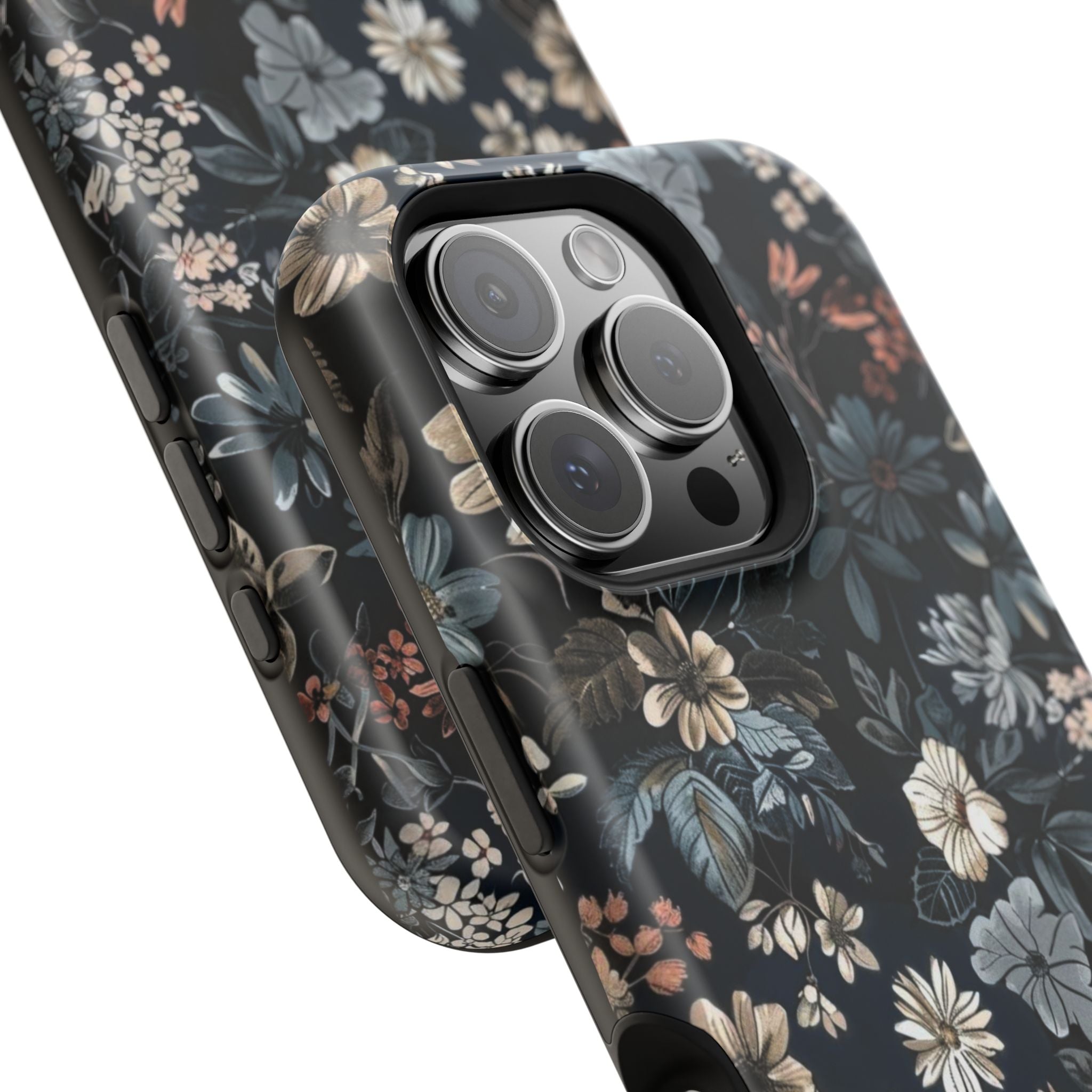 Black Florals Magnetic Phone Cases (Minimal)