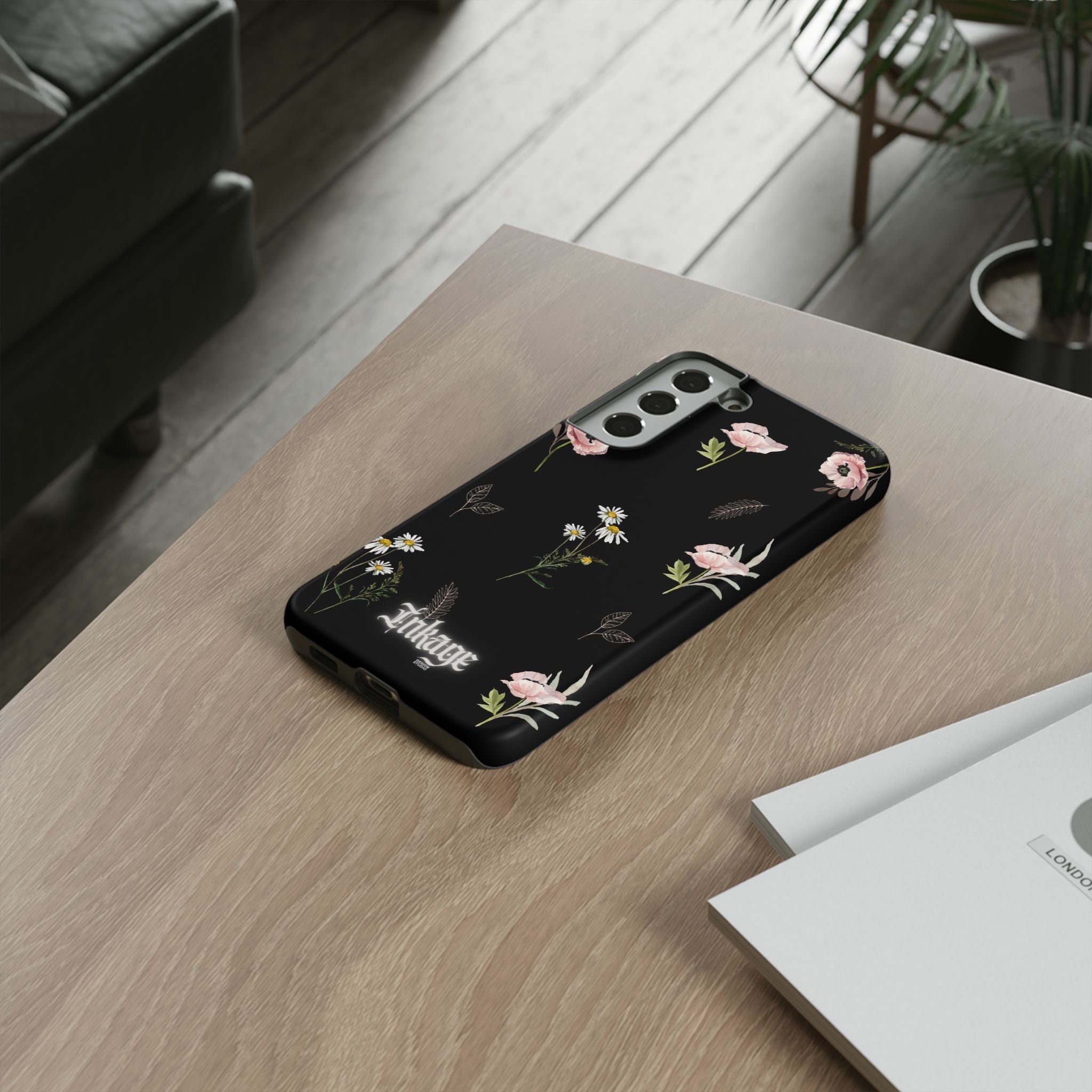 Elegant Black Floral Tough Phone Cases (Minimal)