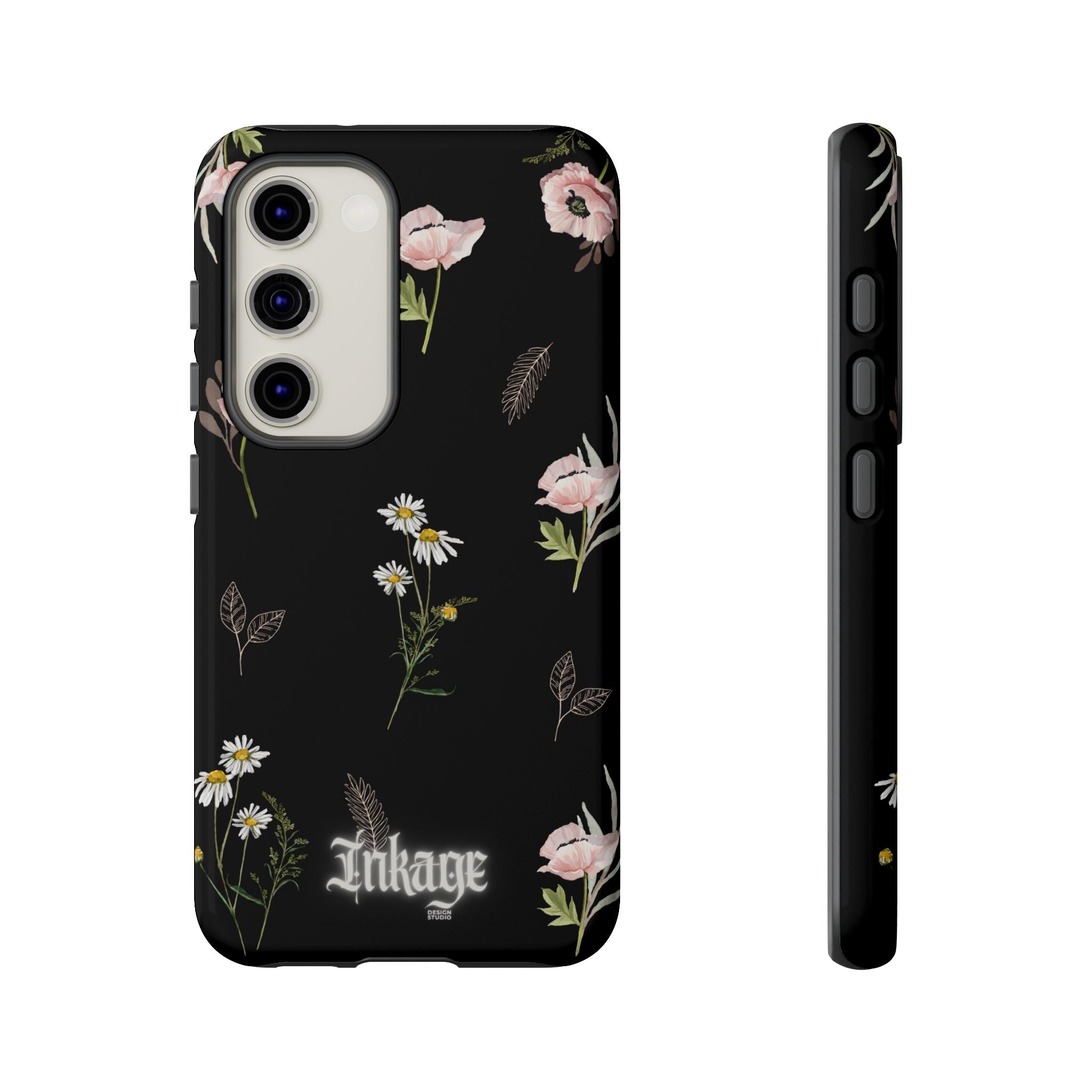 Elegant Black Floral Tough Phone Cases (Minimal)