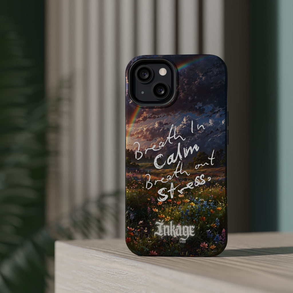"Breath in Calm Breath out Stress" Magnetic Phone Cases (Quote)