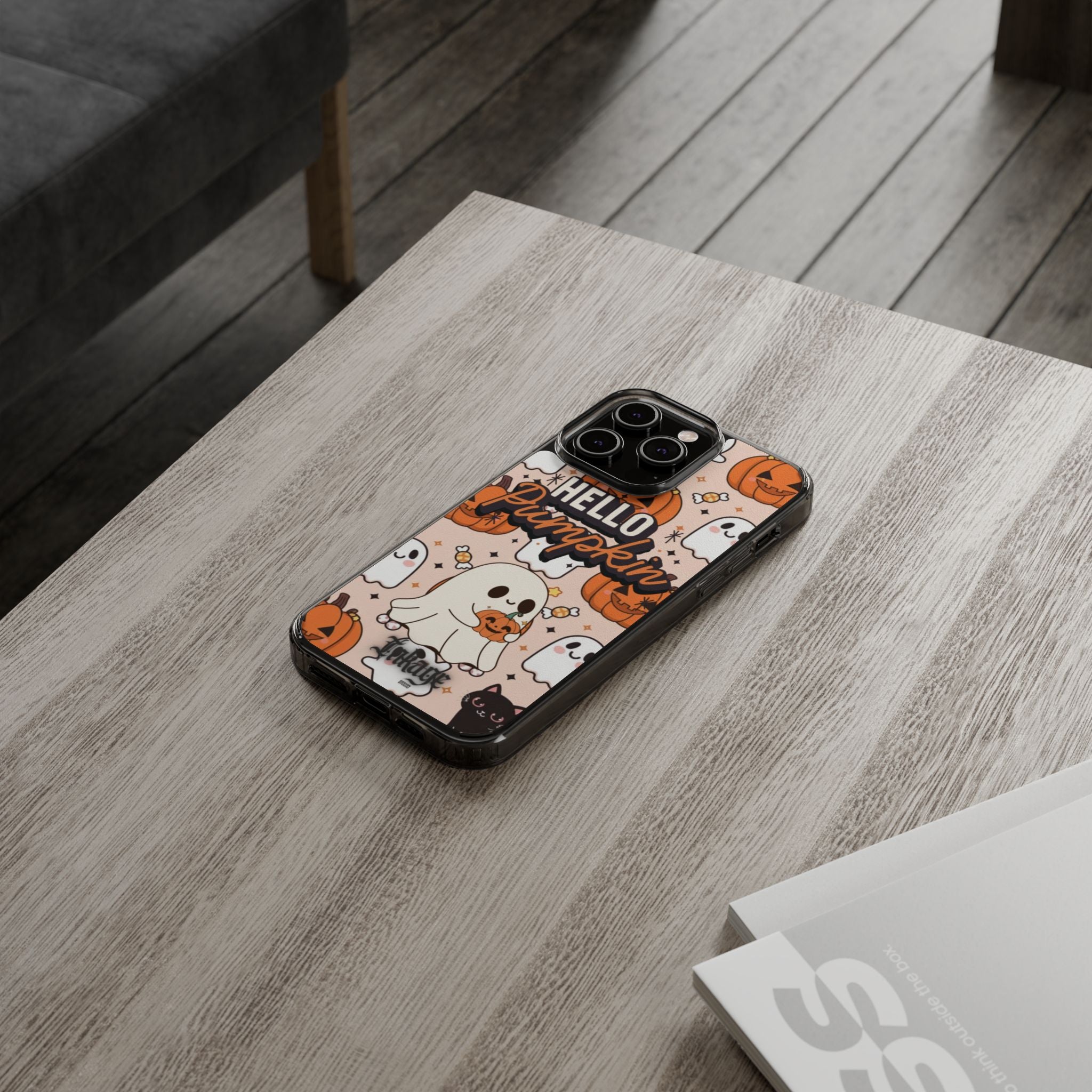 Cute Pumpkin Ghost Clear Impact Phone Case (Season)