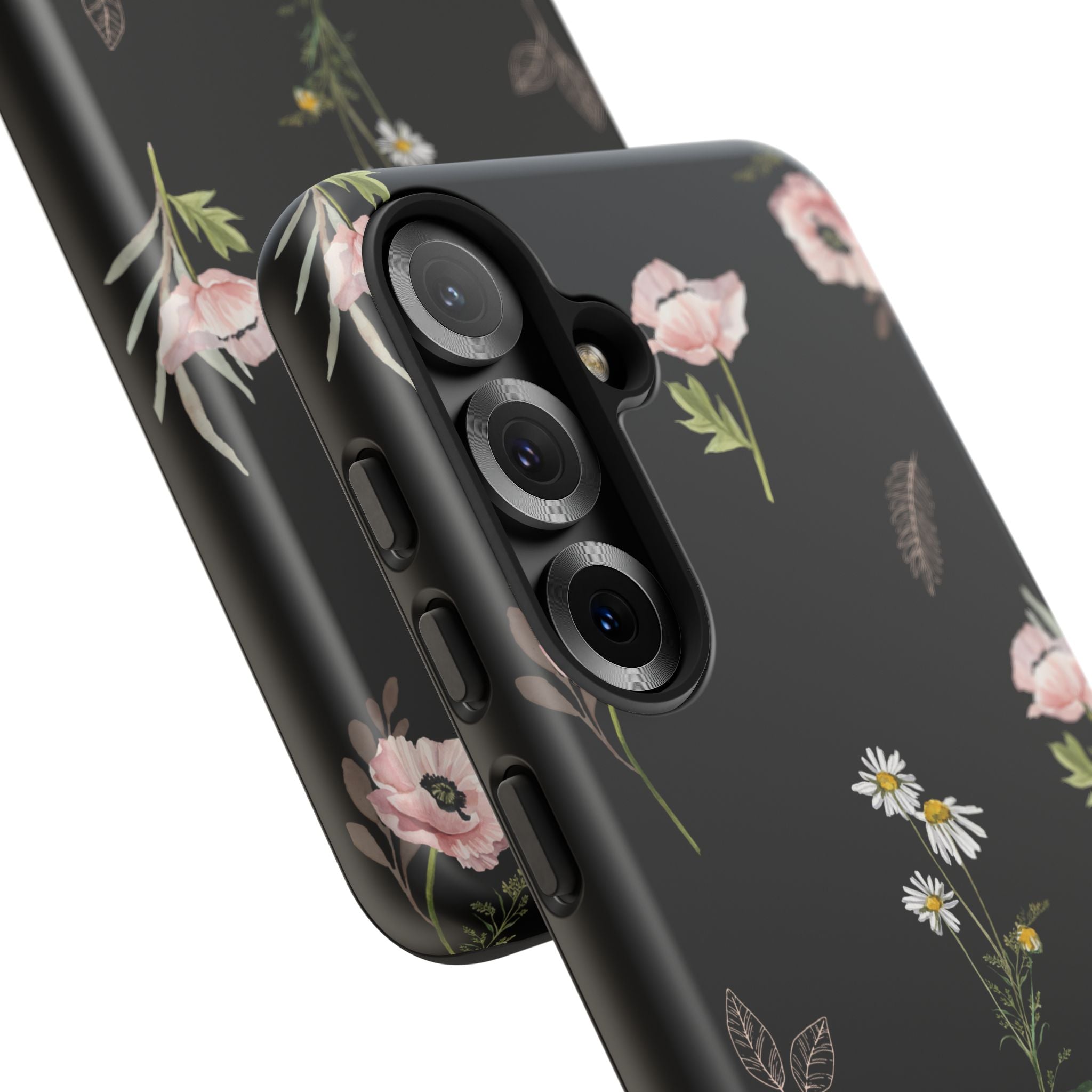 Elegant Black Floral Tough Phone Cases (Minimal)