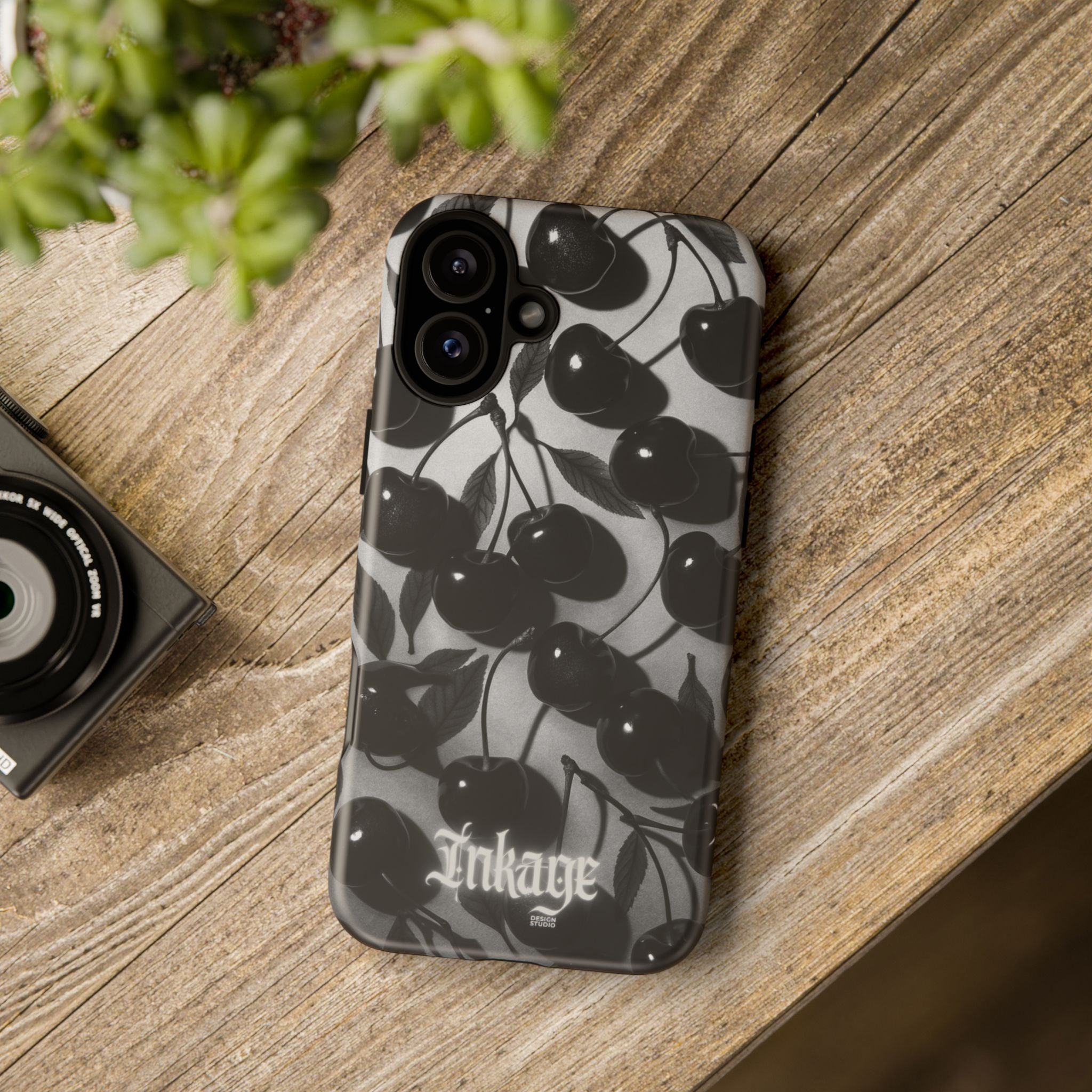 Black Cherry Print Tough Phone Cases (Minimal)