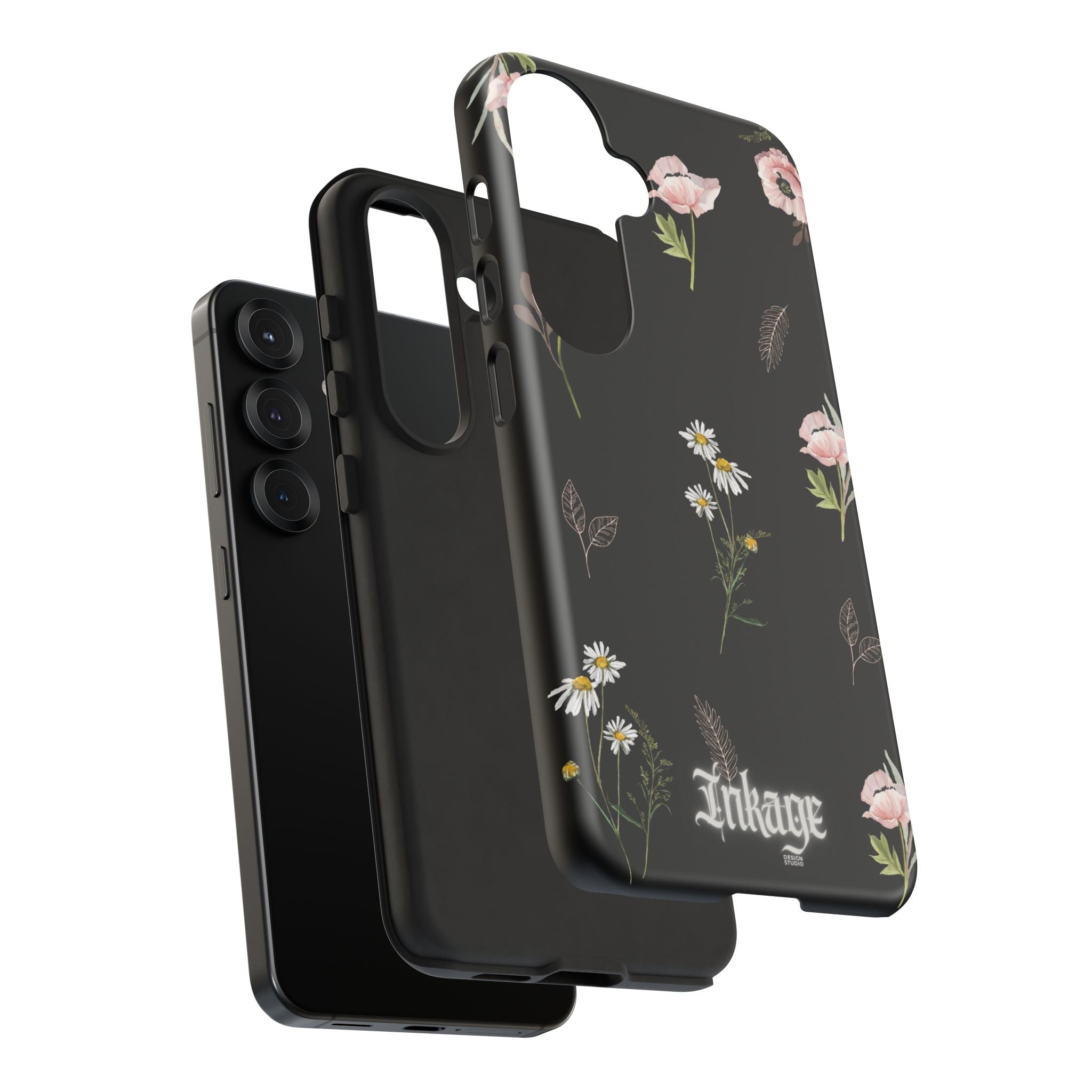 Elegant Black Floral Tough Phone Cases (Minimal)