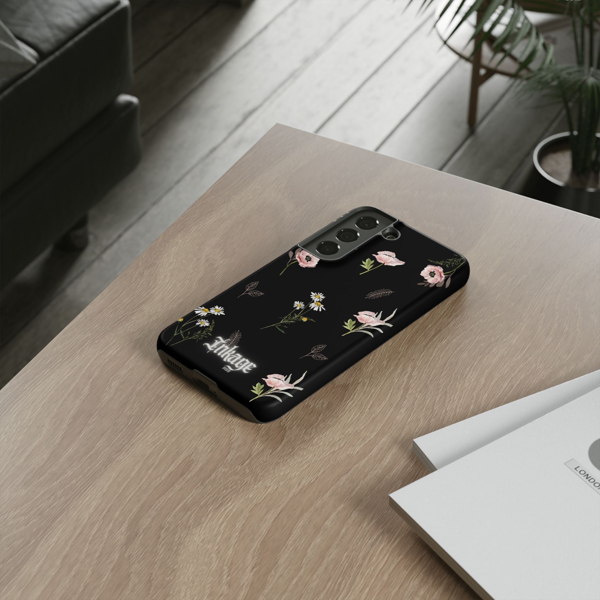 Elegant Black Florals Tough Phone Cases (Minimal)