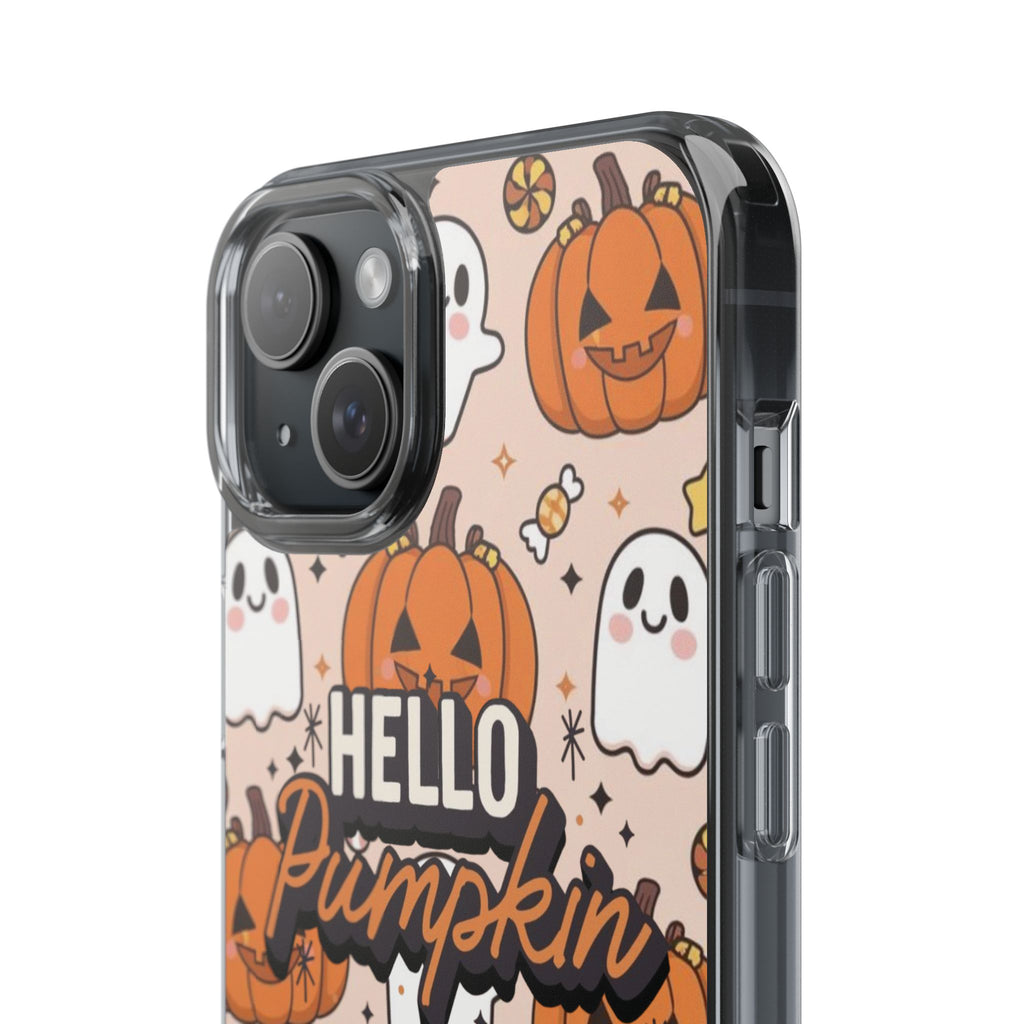 Cute Pumpkin Ghost Clear Impact Phone Case (Season)