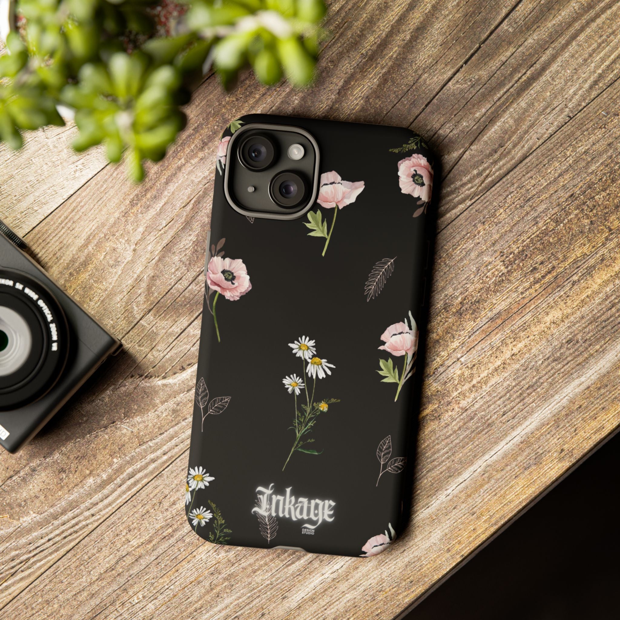 Elegant Black Florals Tough Phone Cases (Minimal)