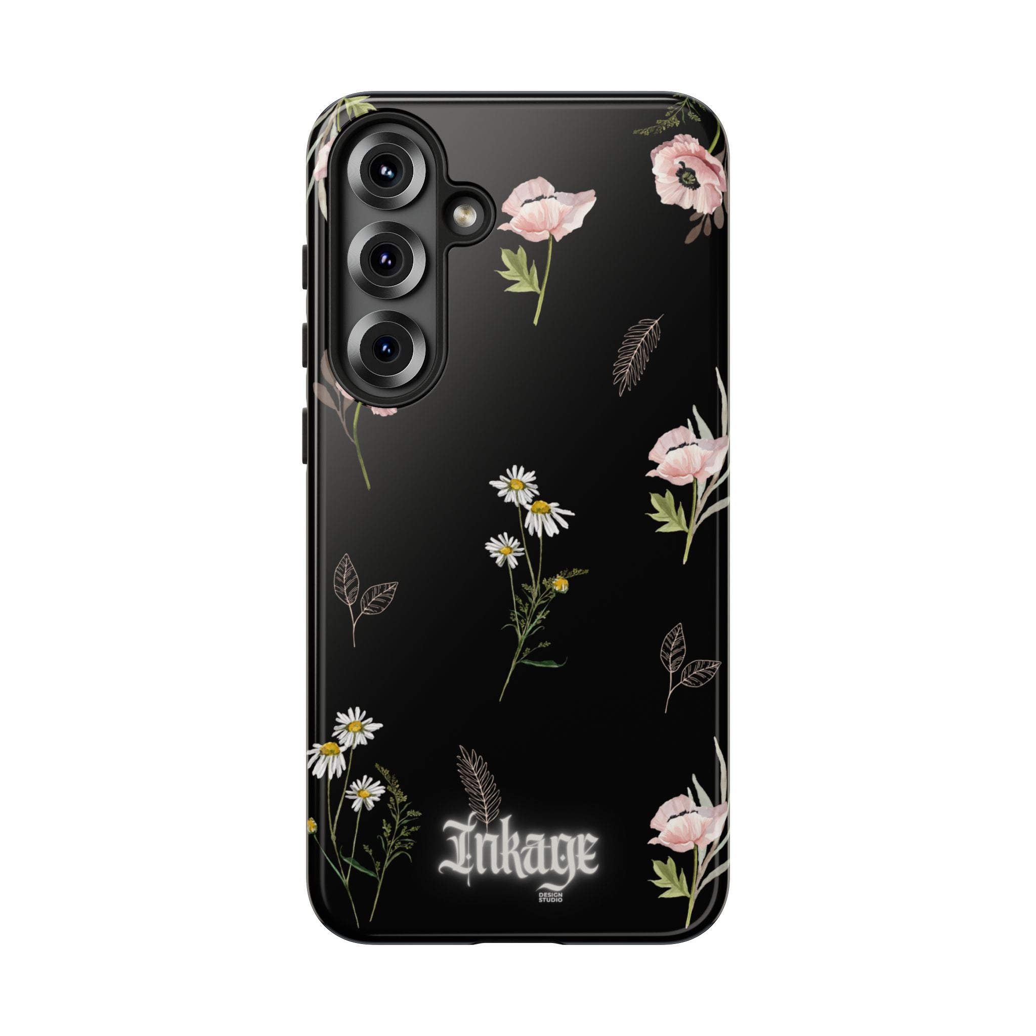 Elegant Black Floral Tough Phone Cases (Minimal)