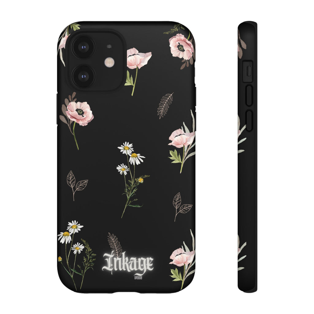 Elegant Black Floral Tough Phone Cases (Minimal)