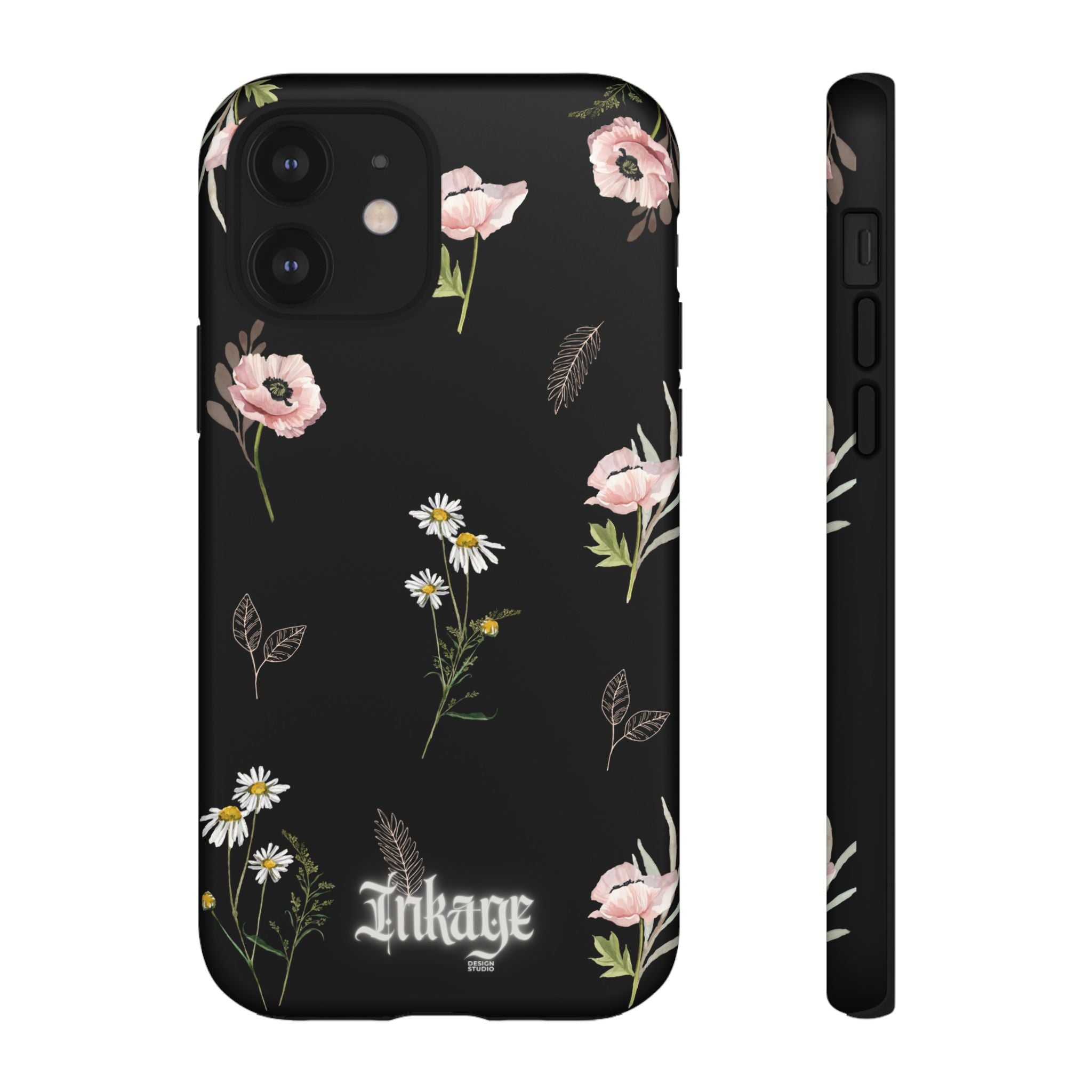Elegant Black Floral Tough Phone Cases (Minimal)