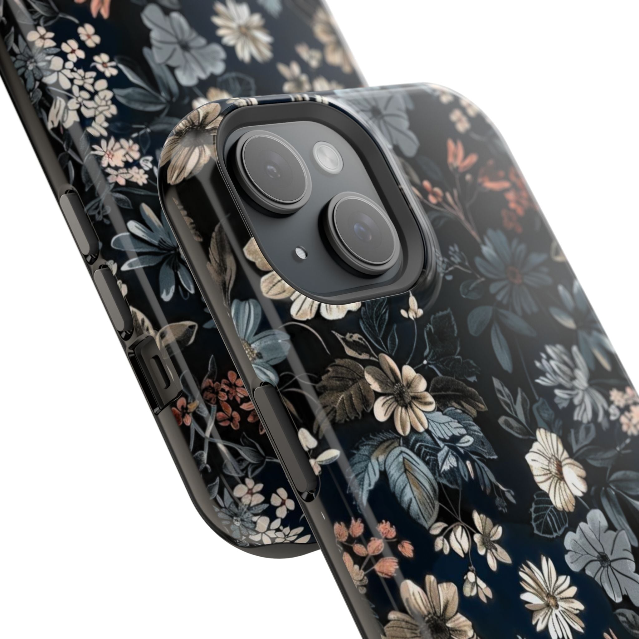 Black Florals Magnetic Phone Cases (Minimal)