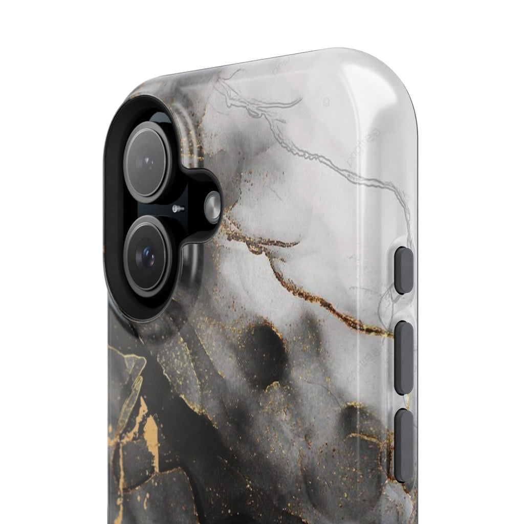 White Noir Marble Gold Foil Magnetic Phone Cases (Minimal)