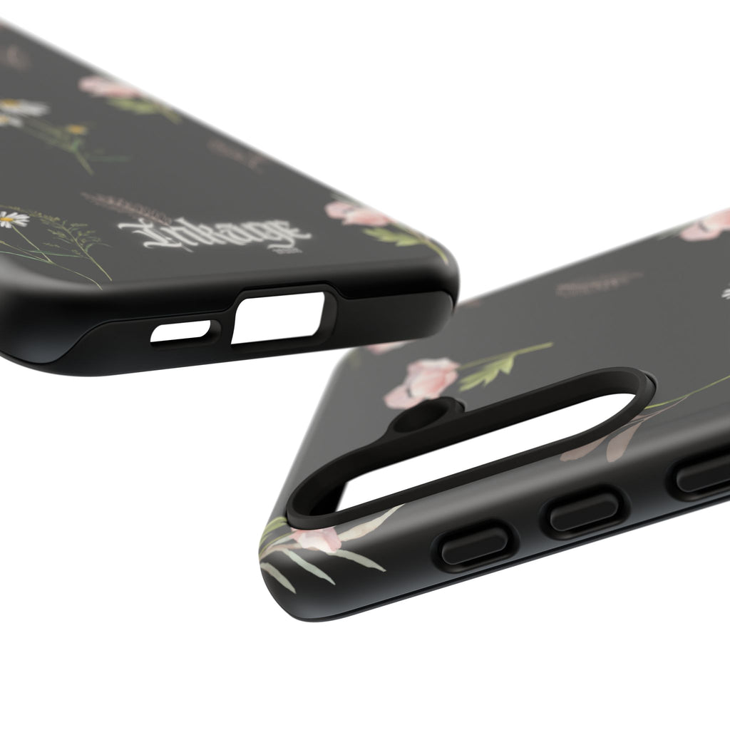 Elegant Black Floral Tough Phone Cases (Minimal)