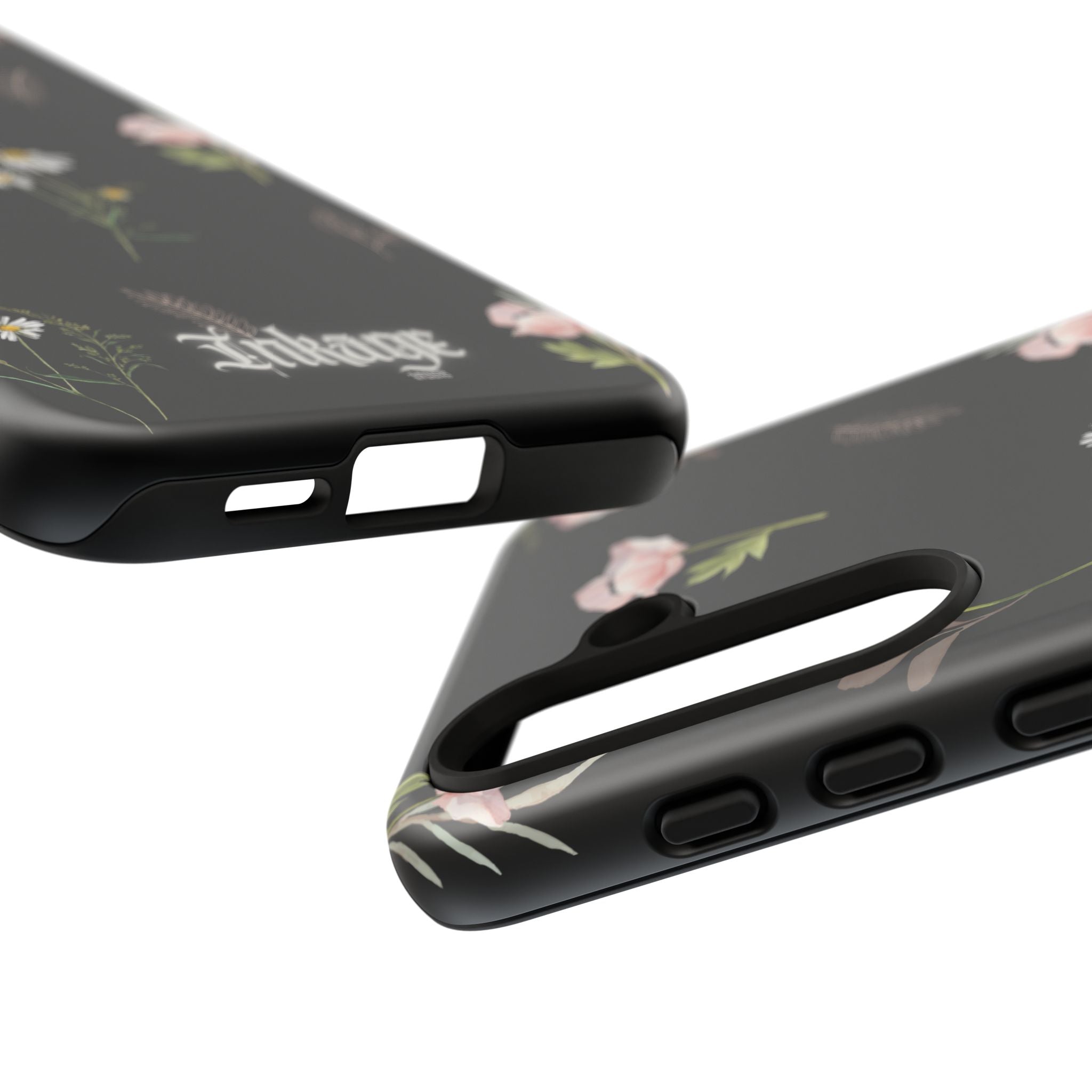 Elegant Black Floral Tough Phone Cases (Minimal)