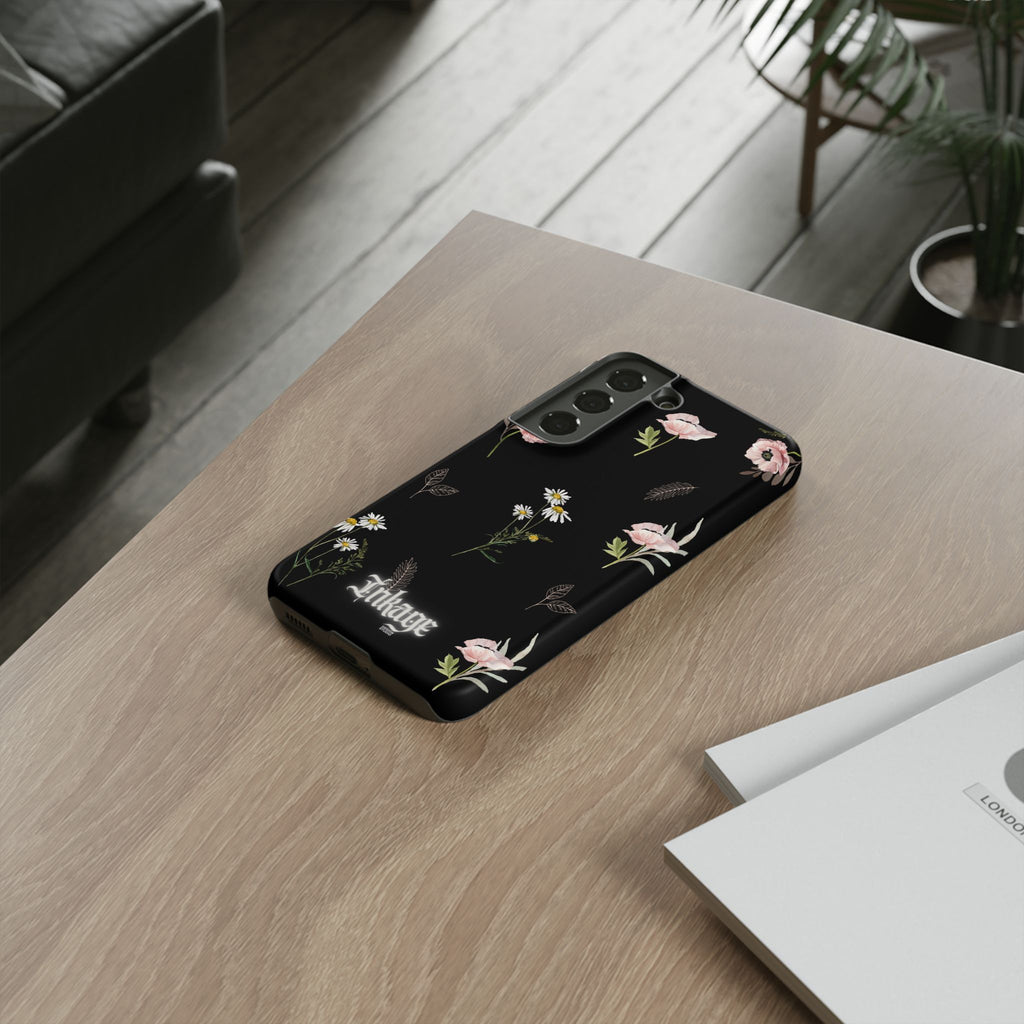 Elegant Black Floral Tough Phone Cases (Minimal)