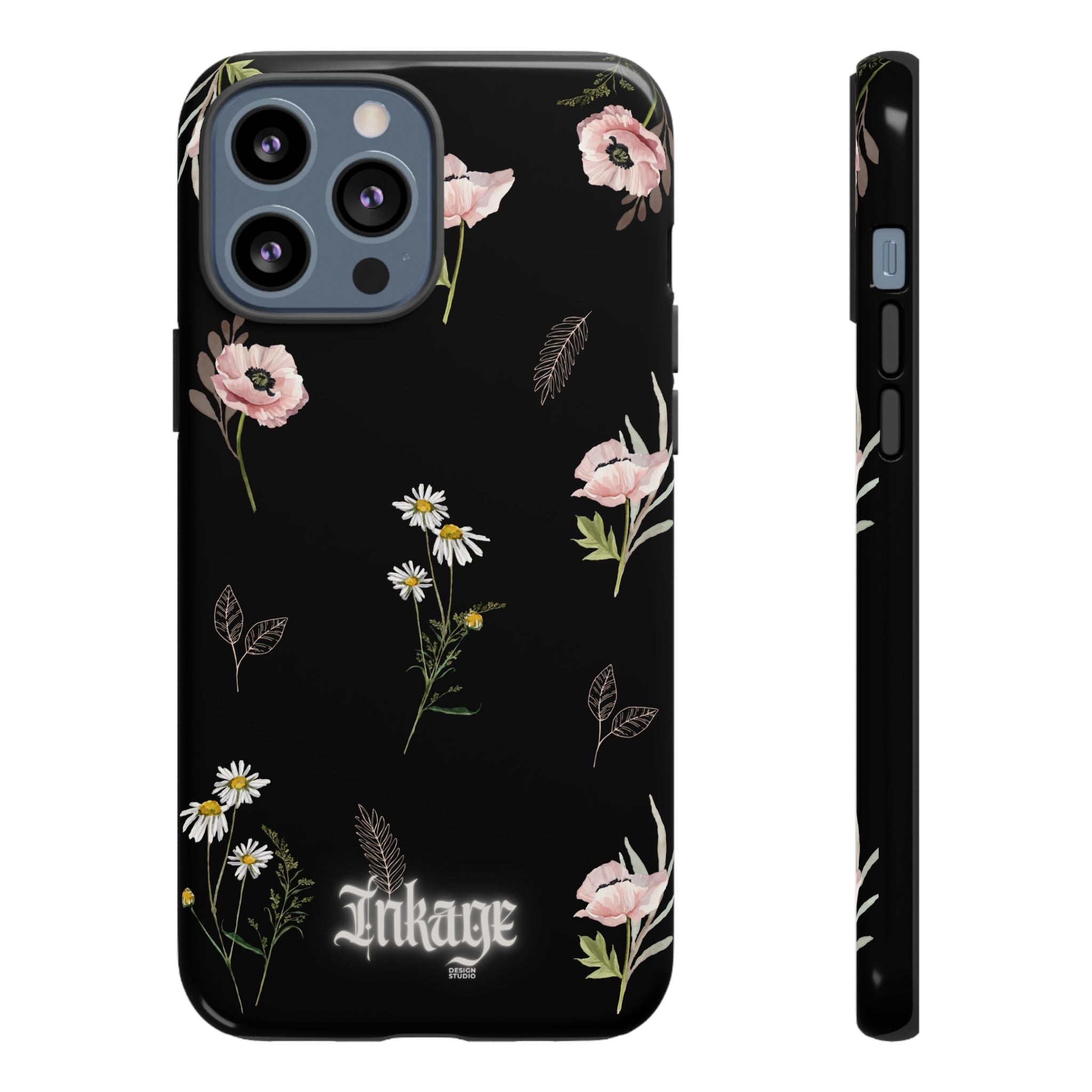 Elegant Black Floral Tough Phone Cases (Minimal)