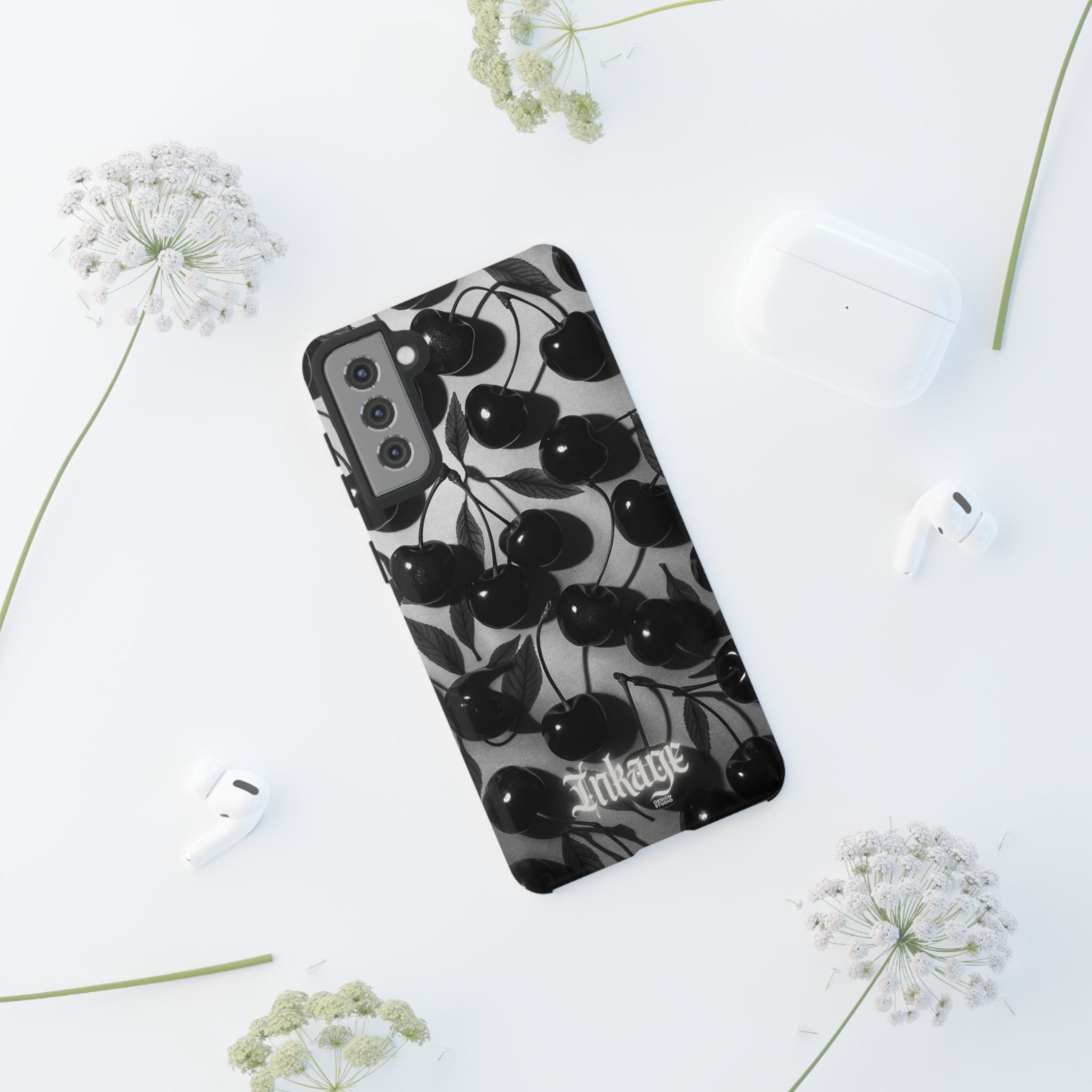 Black Cherry Print Tough Phone Cases (Minimal)
