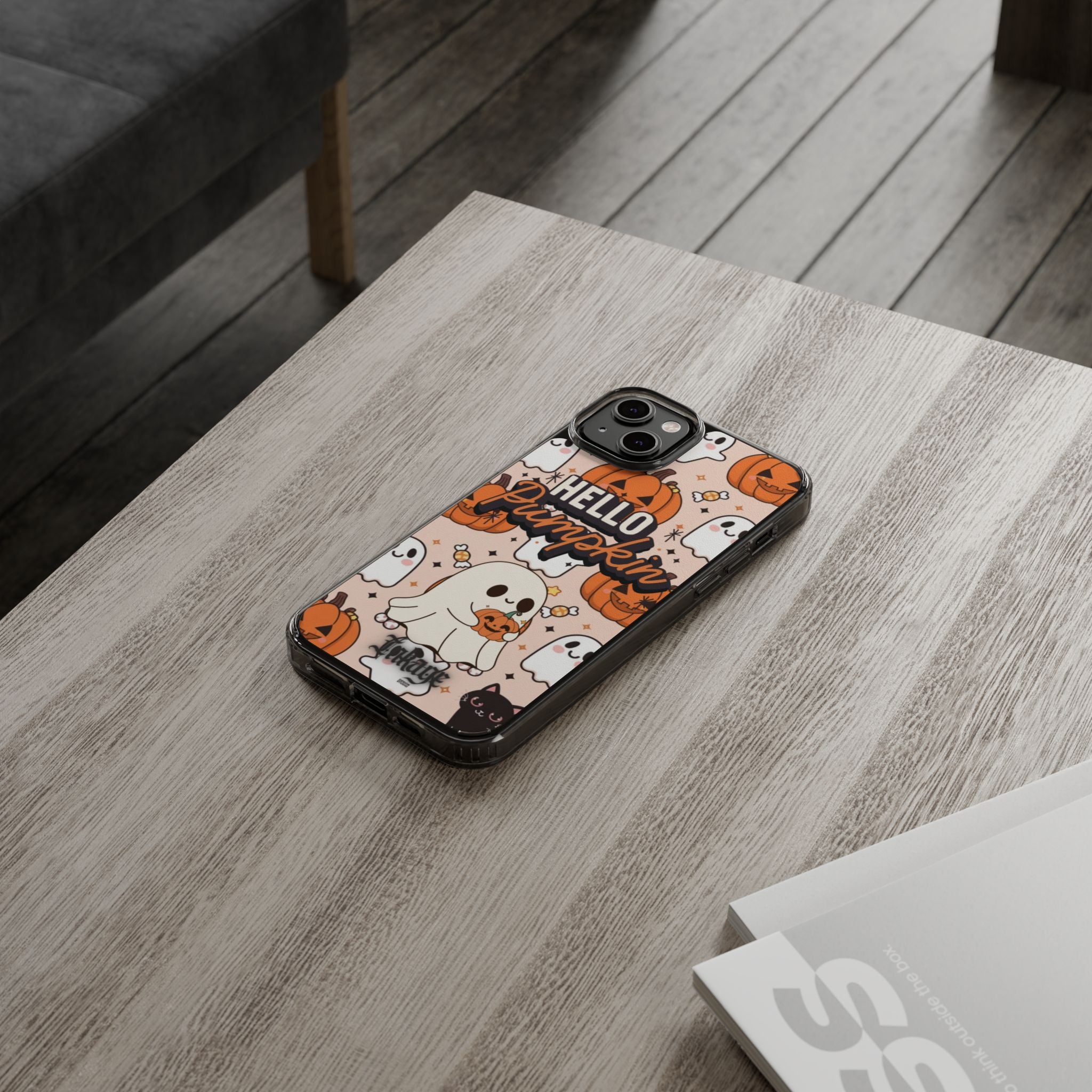Cute Pumpkin Ghost Clear Impact Phone Case (Season)