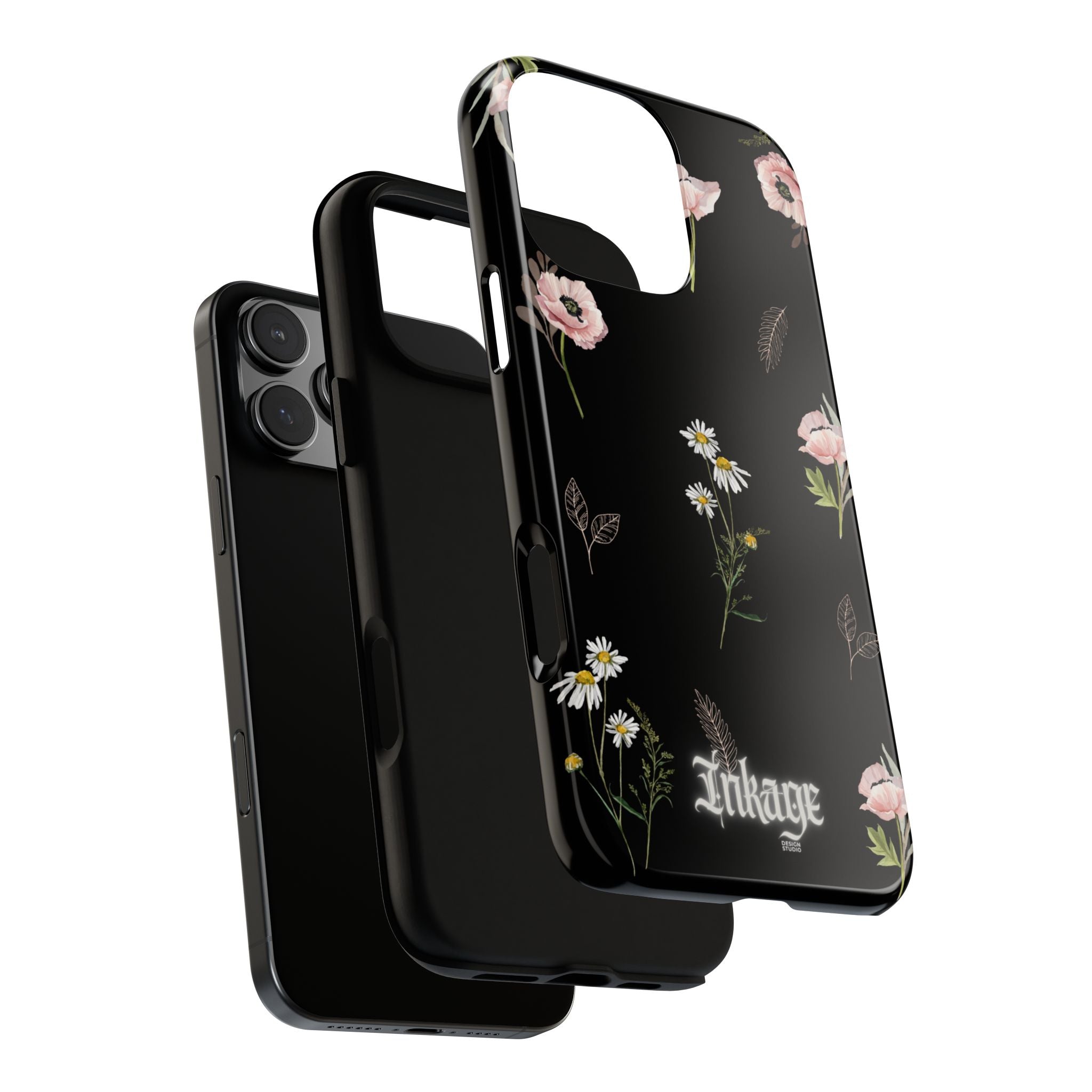 Elegant Black Floral Tough Phone Cases (Minimal)