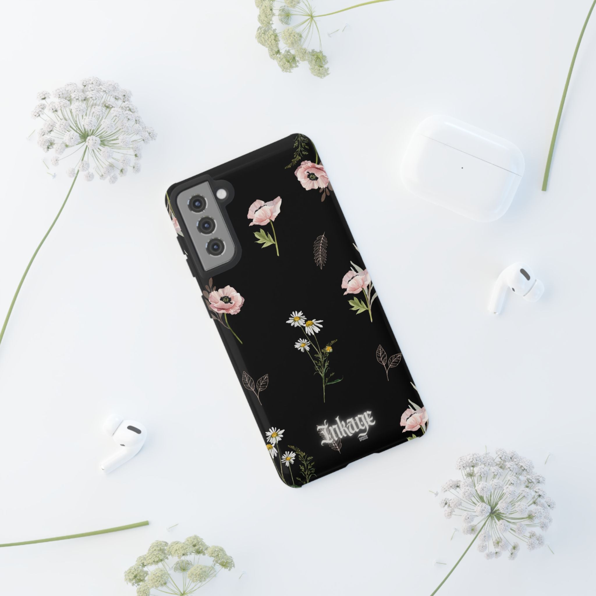 Elegant Black Florals Tough Phone Cases (Minimal)
