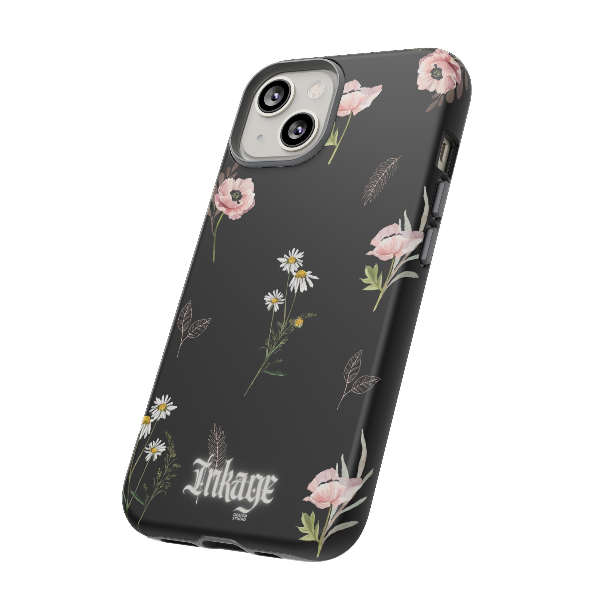 Elegant Black Floral Tough Phone Cases (Minimal)