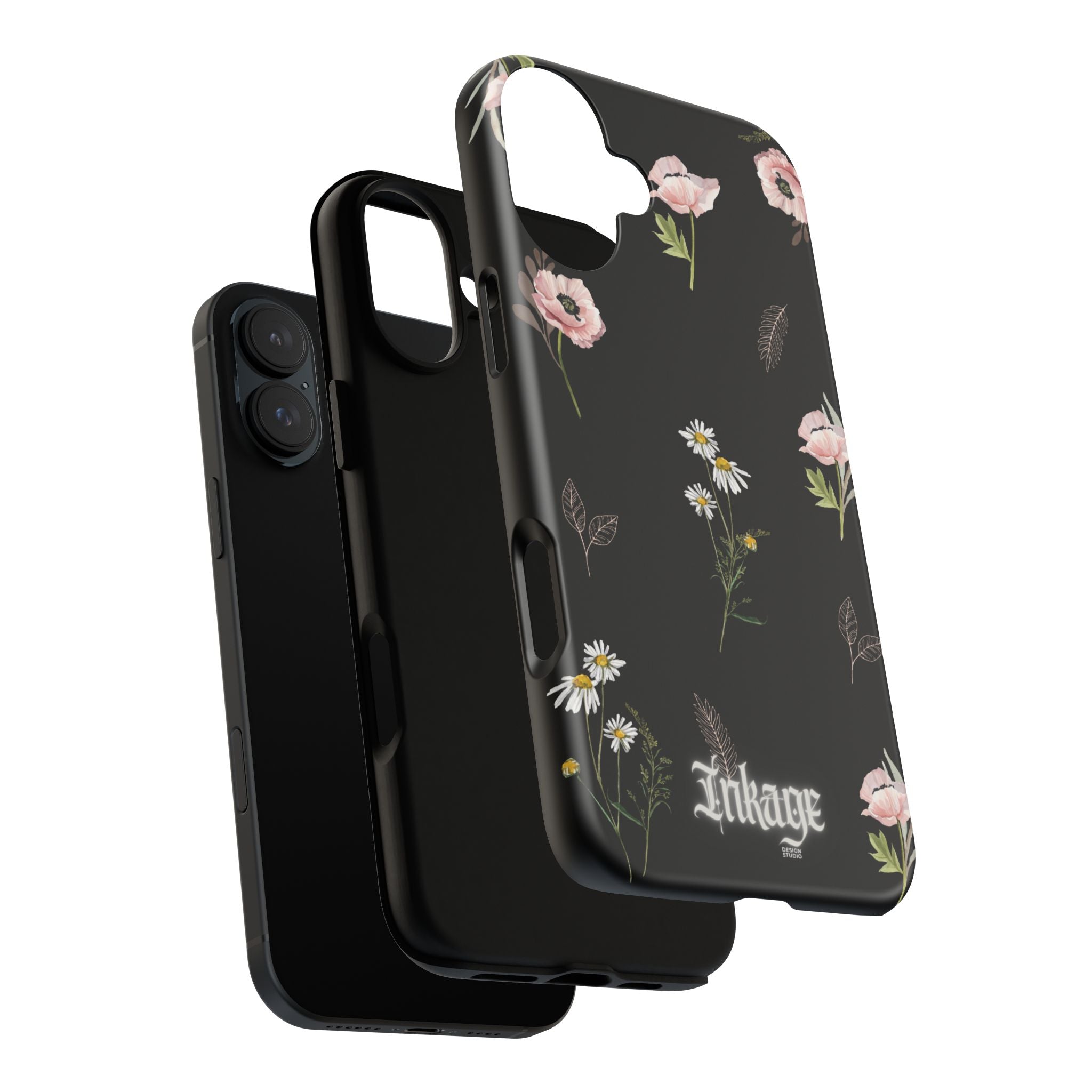 Elegant Black Floral Tough Phone Cases (Minimal)