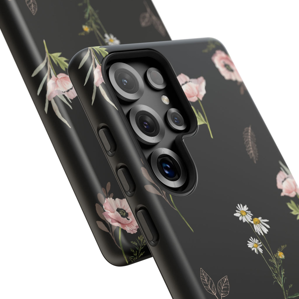 Elegant Black Floral Tough Phone Cases (Minimal)