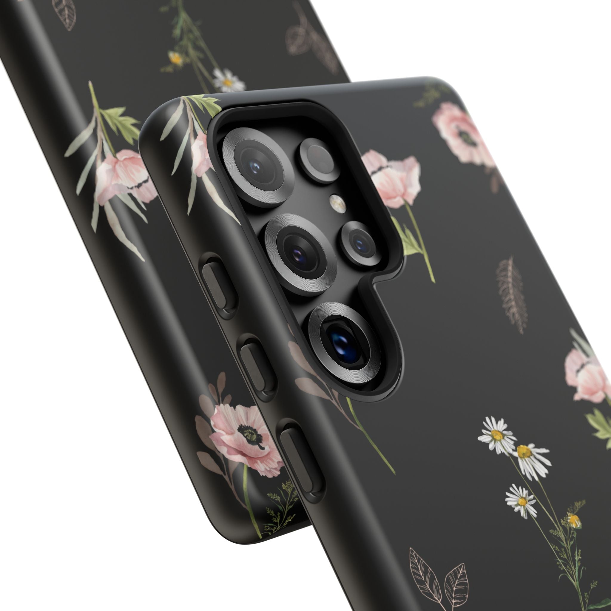 Elegant Black Floral Tough Phone Cases (Minimal)