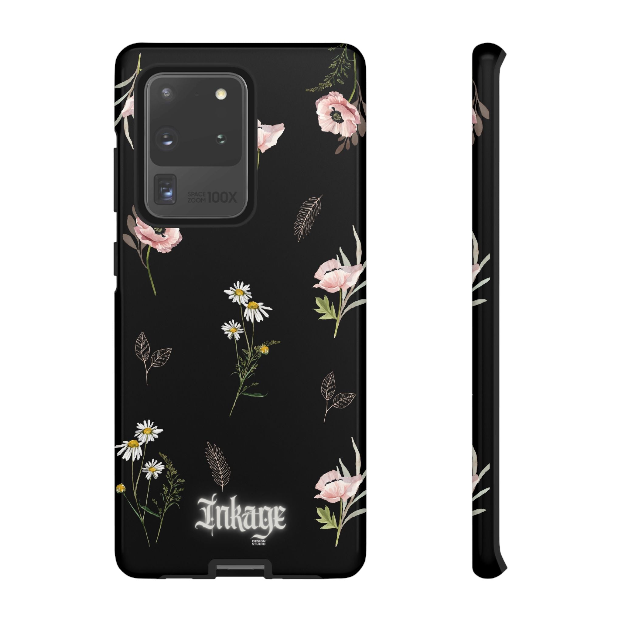 Elegant Black Floral Tough Phone Cases (Minimal)