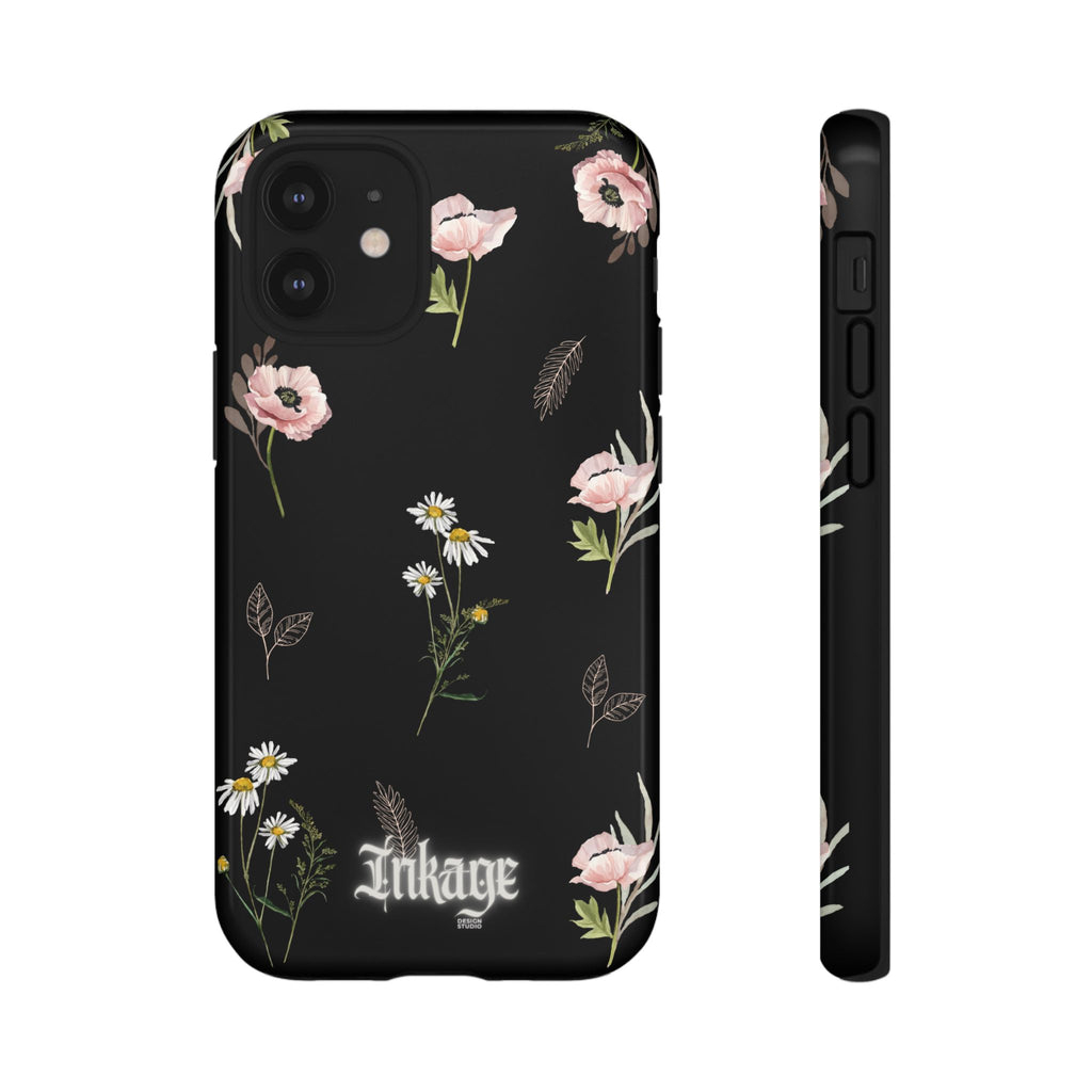 Elegant Black Floral Tough Phone Cases (Minimal)