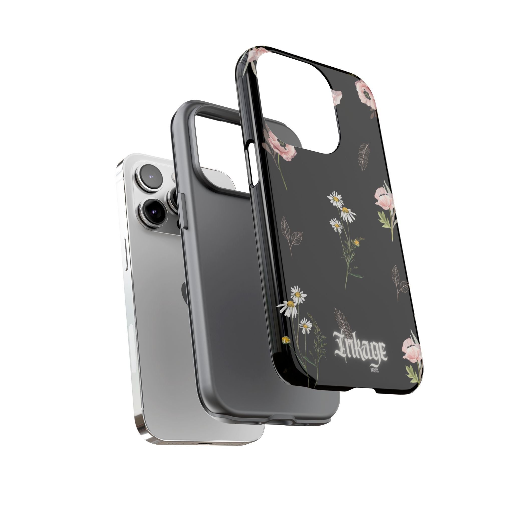 Elegant Black Floral Tough Phone Cases (Minimal)
