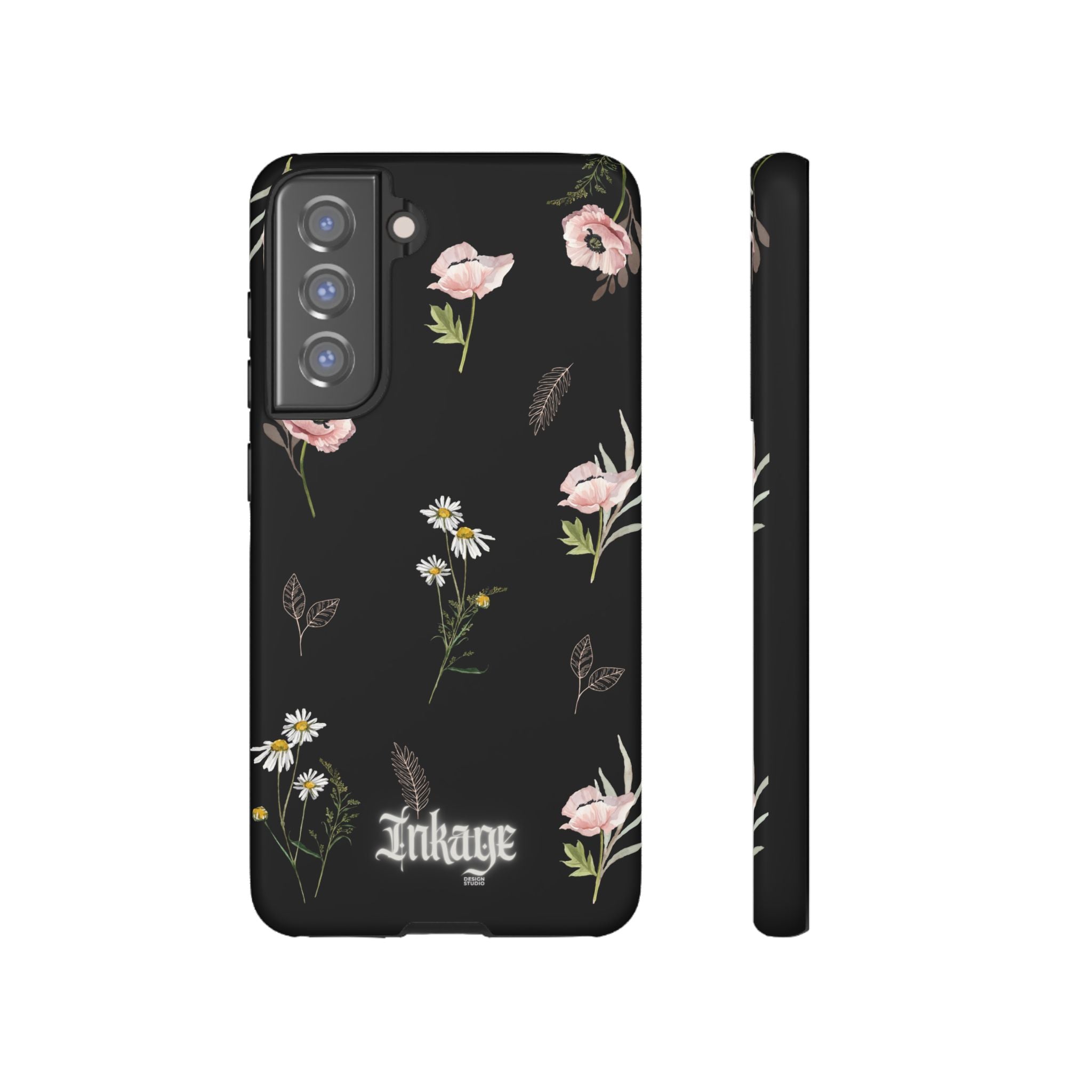 Elegant Black Floral Tough Phone Cases (Minimal)