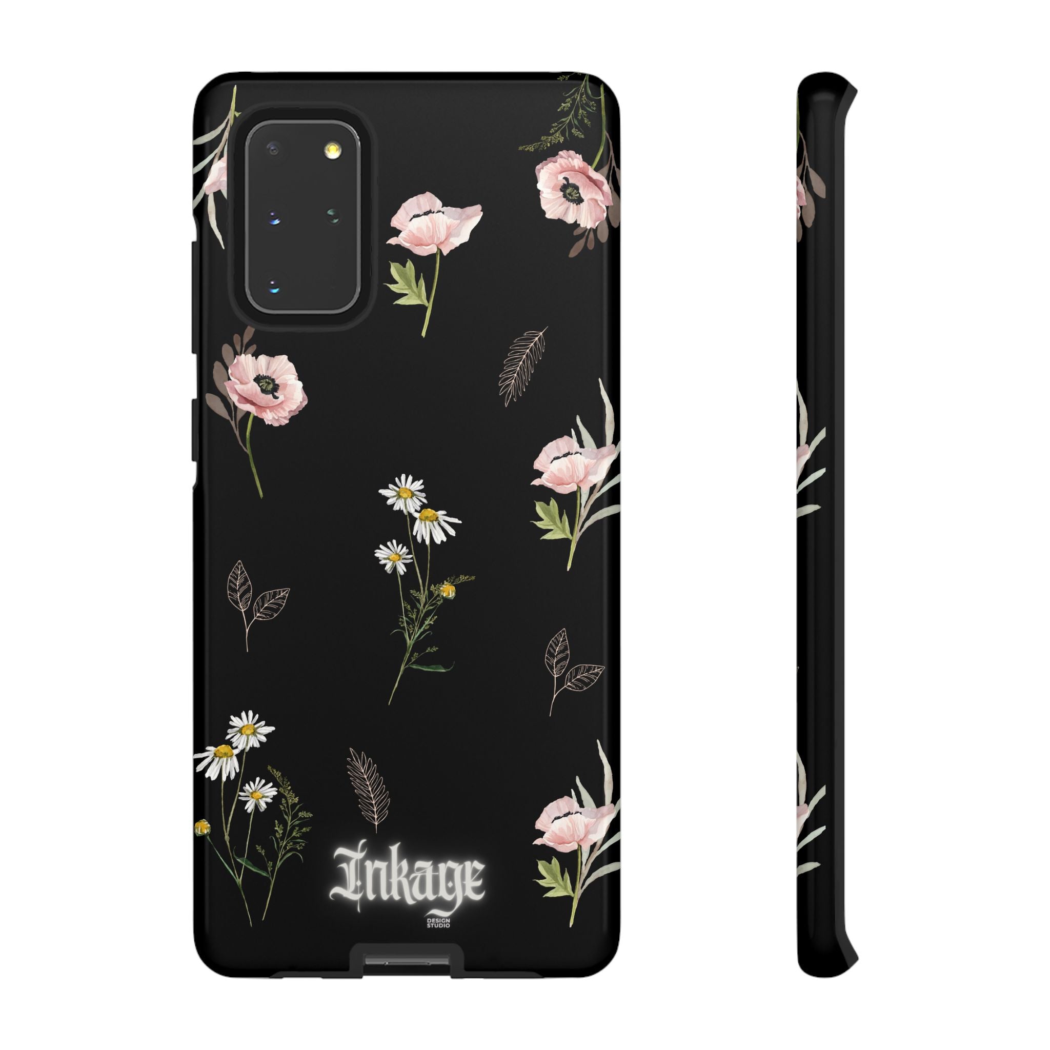 Elegant Black Floral Tough Phone Cases (Minimal)