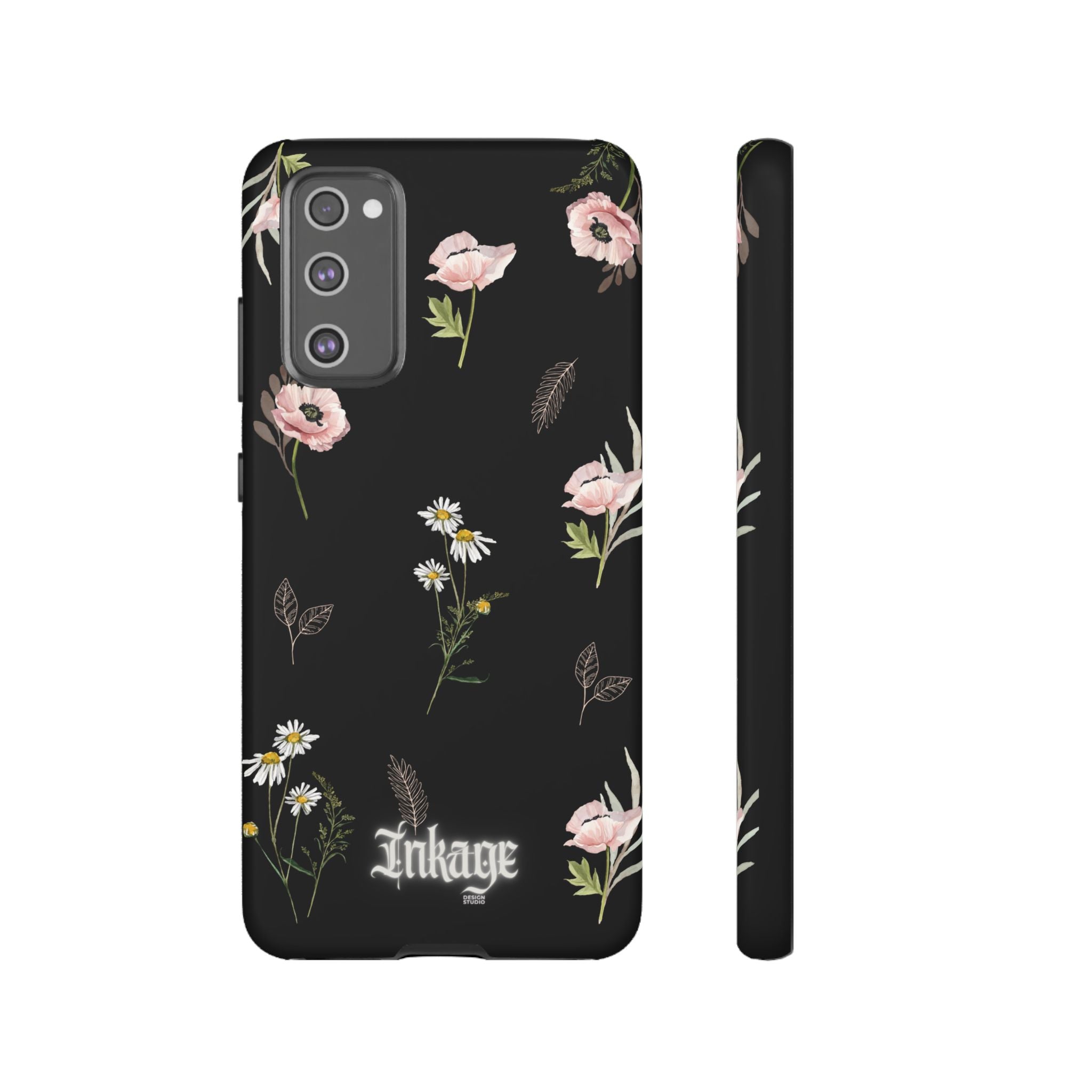 Elegant Black Floral Tough Phone Cases (Minimal)