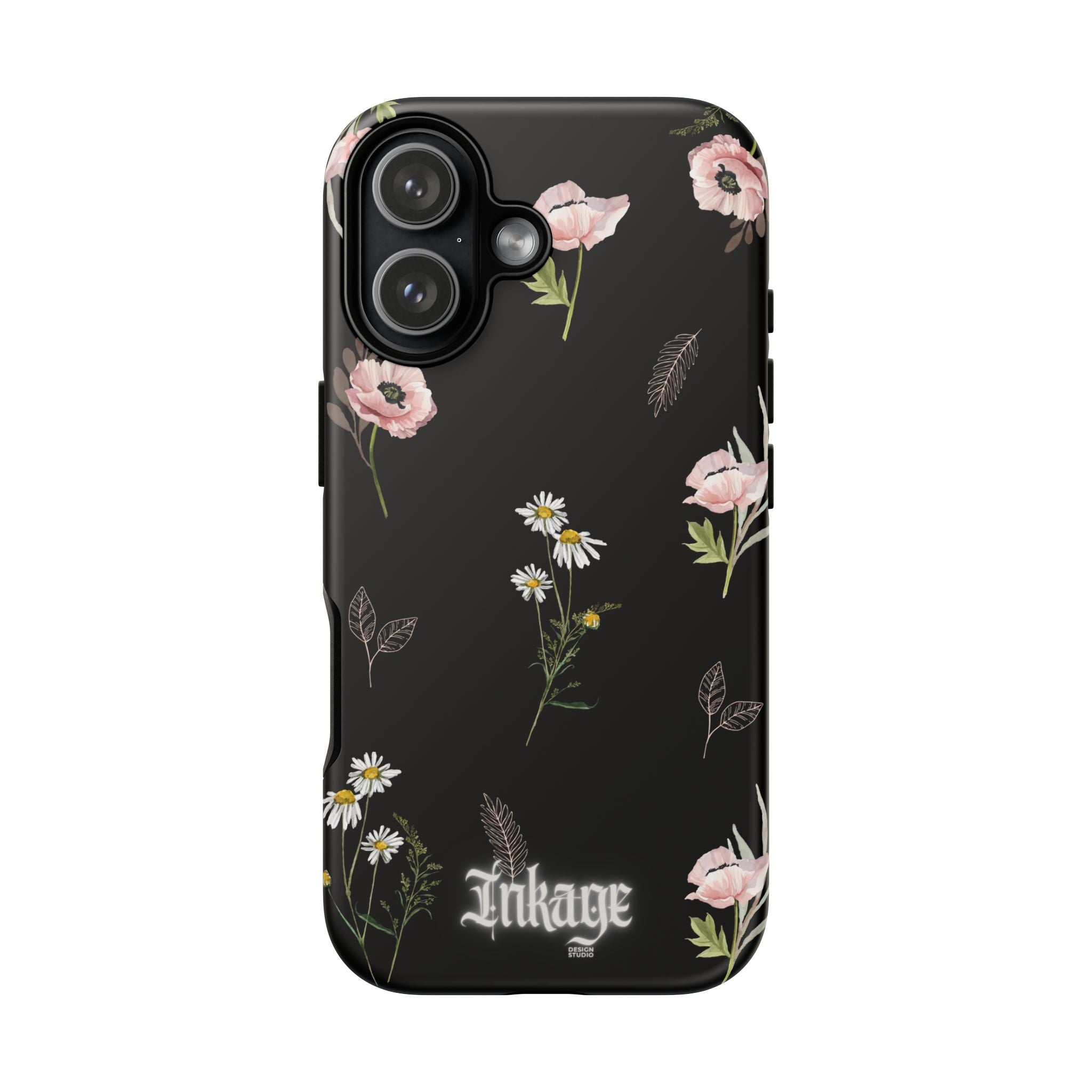 Elegant Black Floral Tough Phone Cases (Minimal)