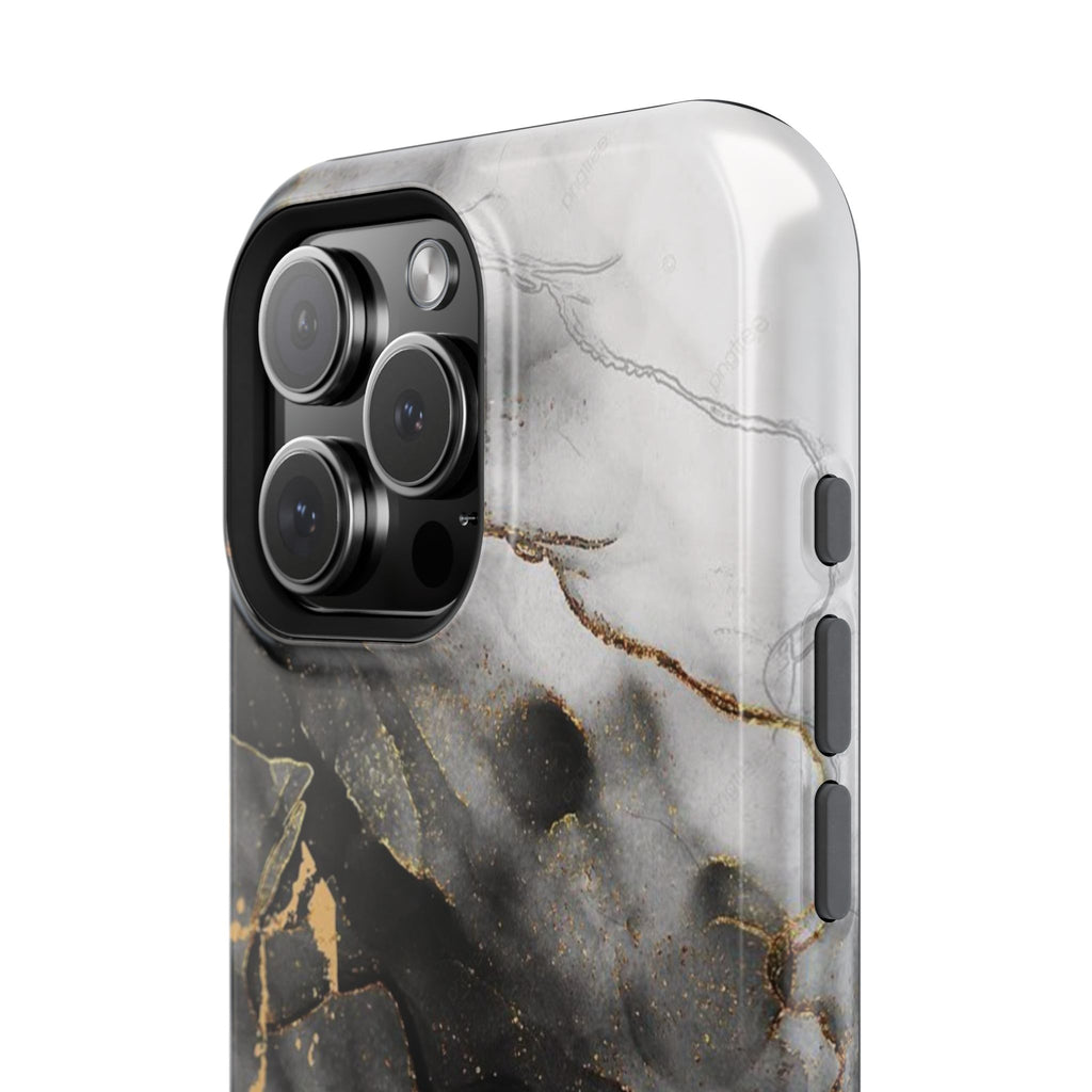 White Noir Marble Gold Foil Magnetic Phone Cases (Minimal)