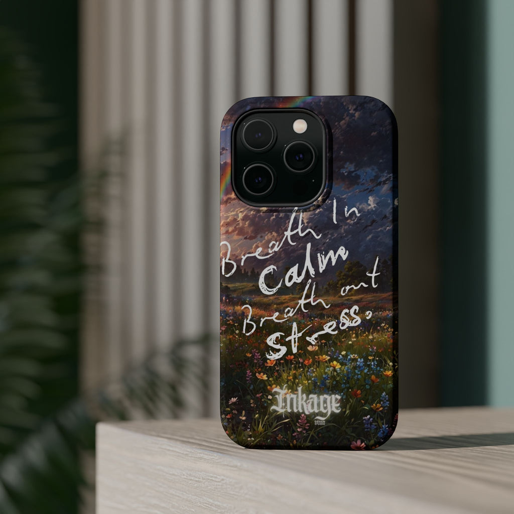 "Breath in Calm Breath out Stress" Quote Magnetic Phone Cases