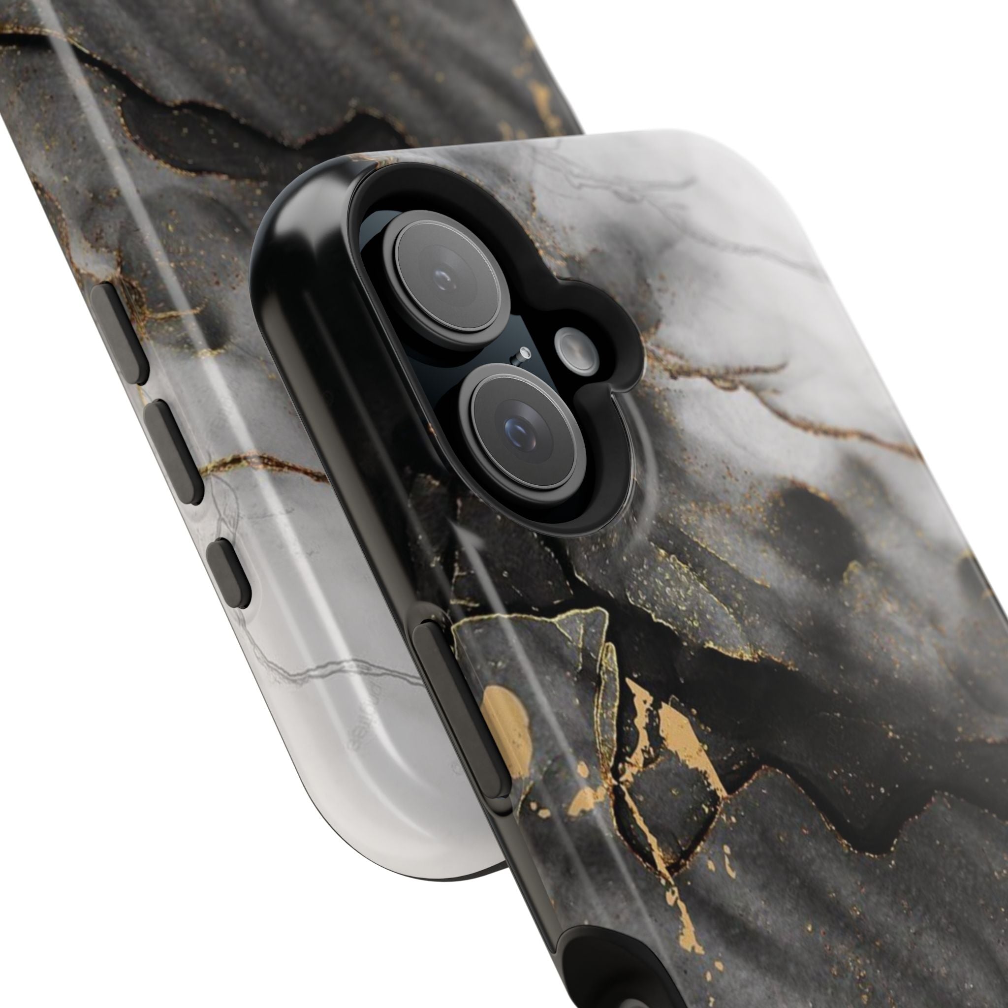 White Noir Marble Gold Foil Magnetic Phone Cases (Minimal)