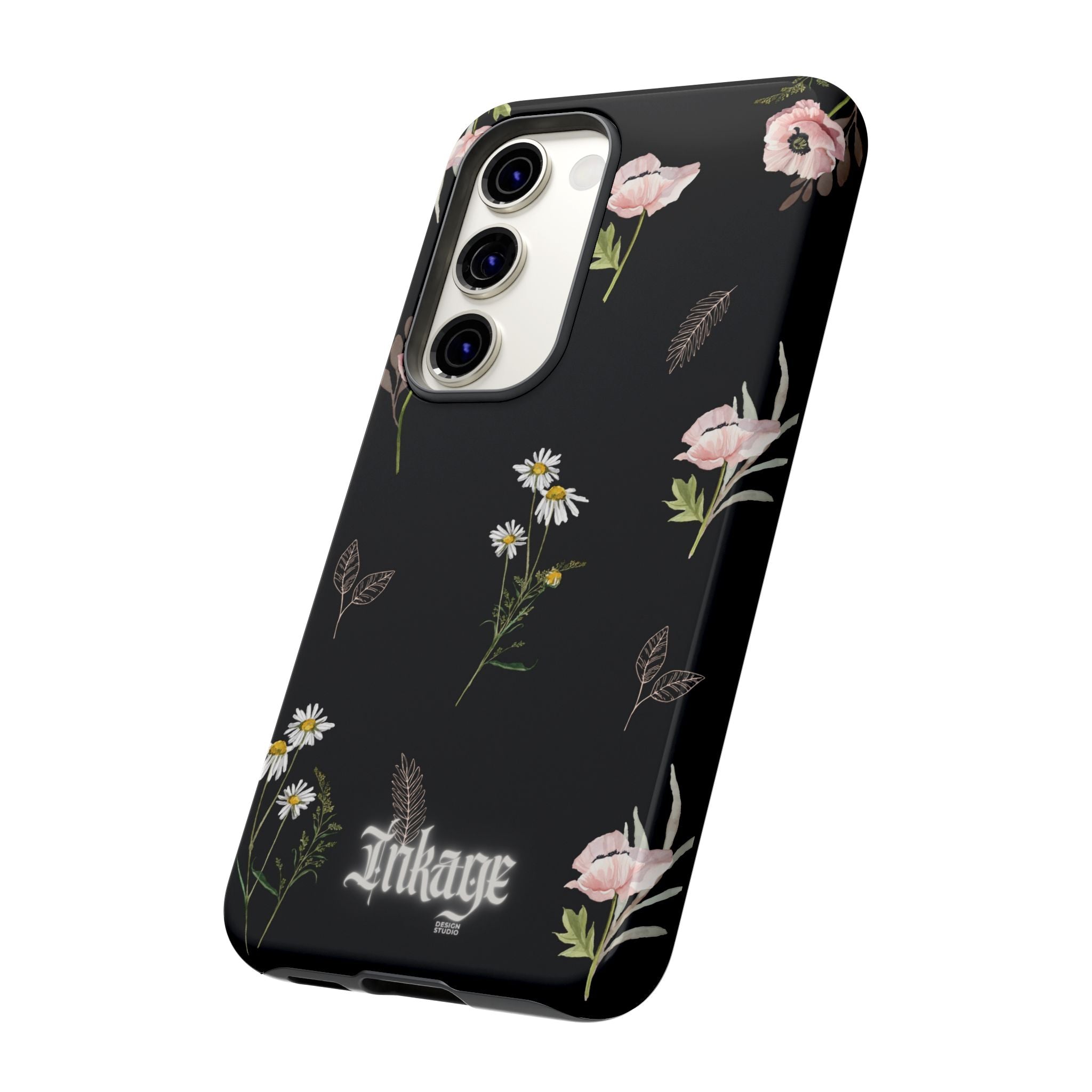 Elegant Black Floral Tough Phone Cases (Minimal)