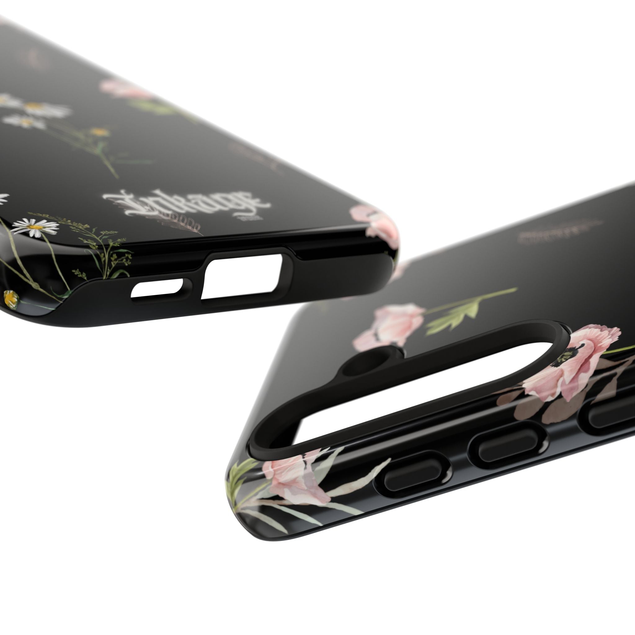 Elegant Black Florals Tough Phone Cases (Minimal)