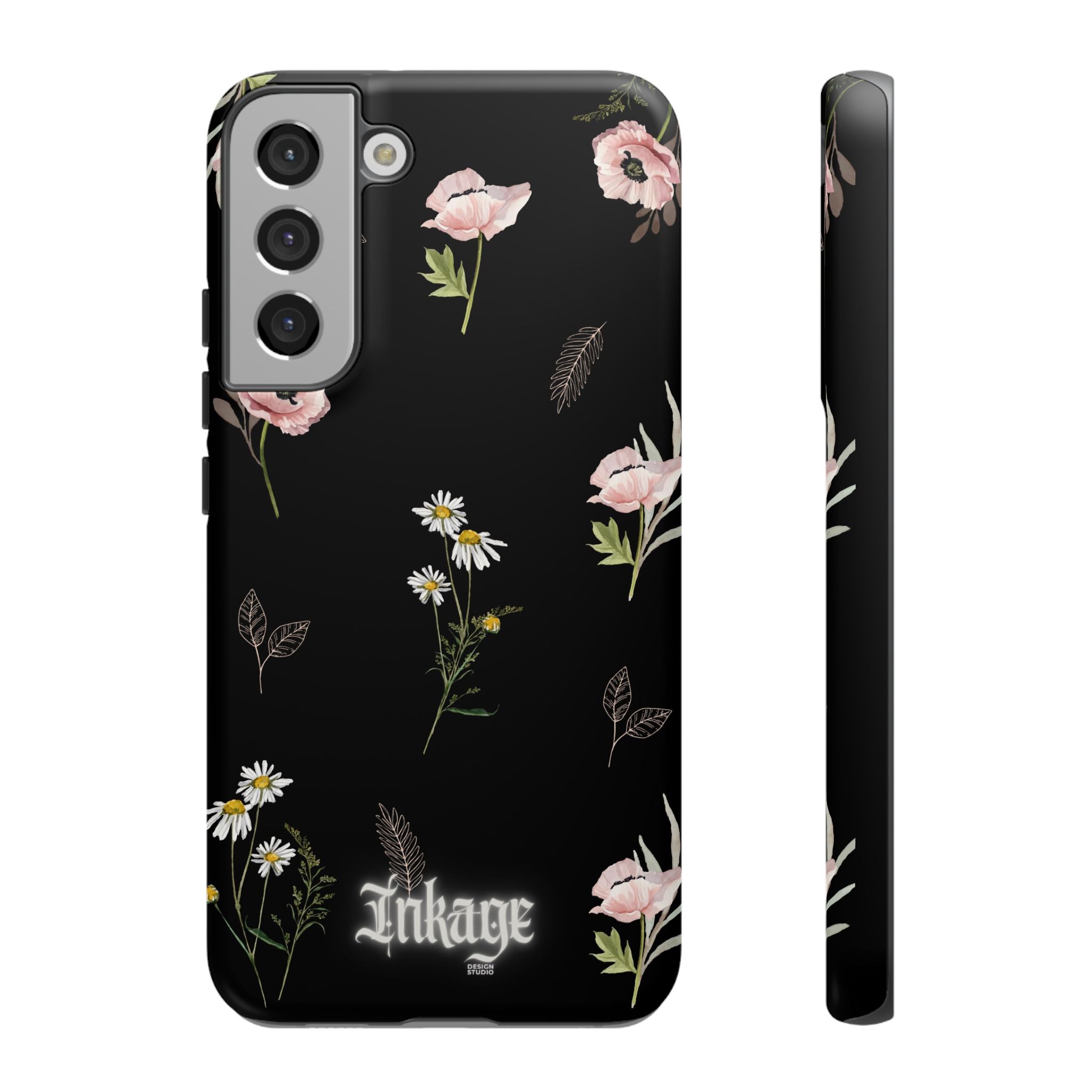 Elegant Black Floral Tough Phone Cases (Minimal)